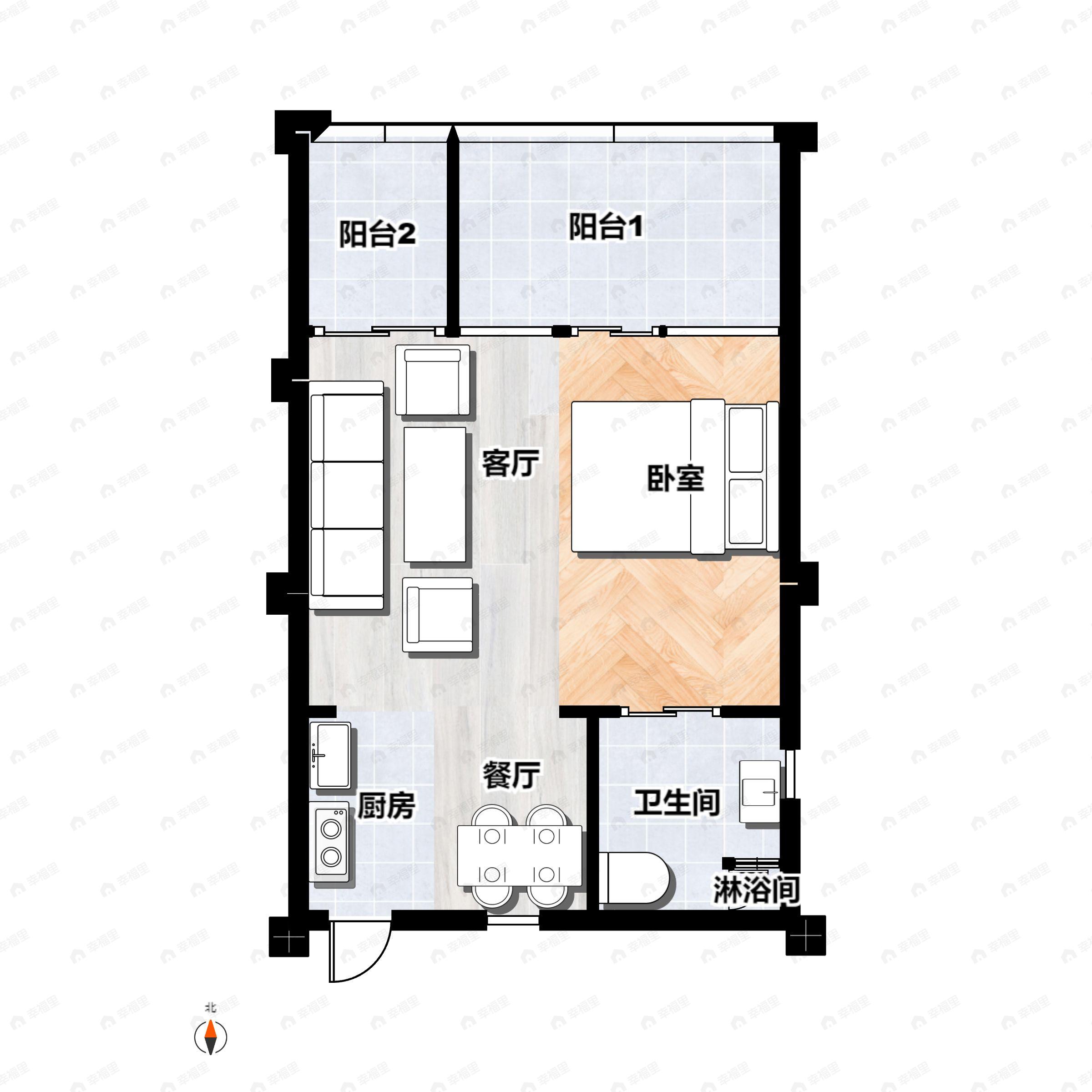 养和山居一期1室2厅1卫户型图