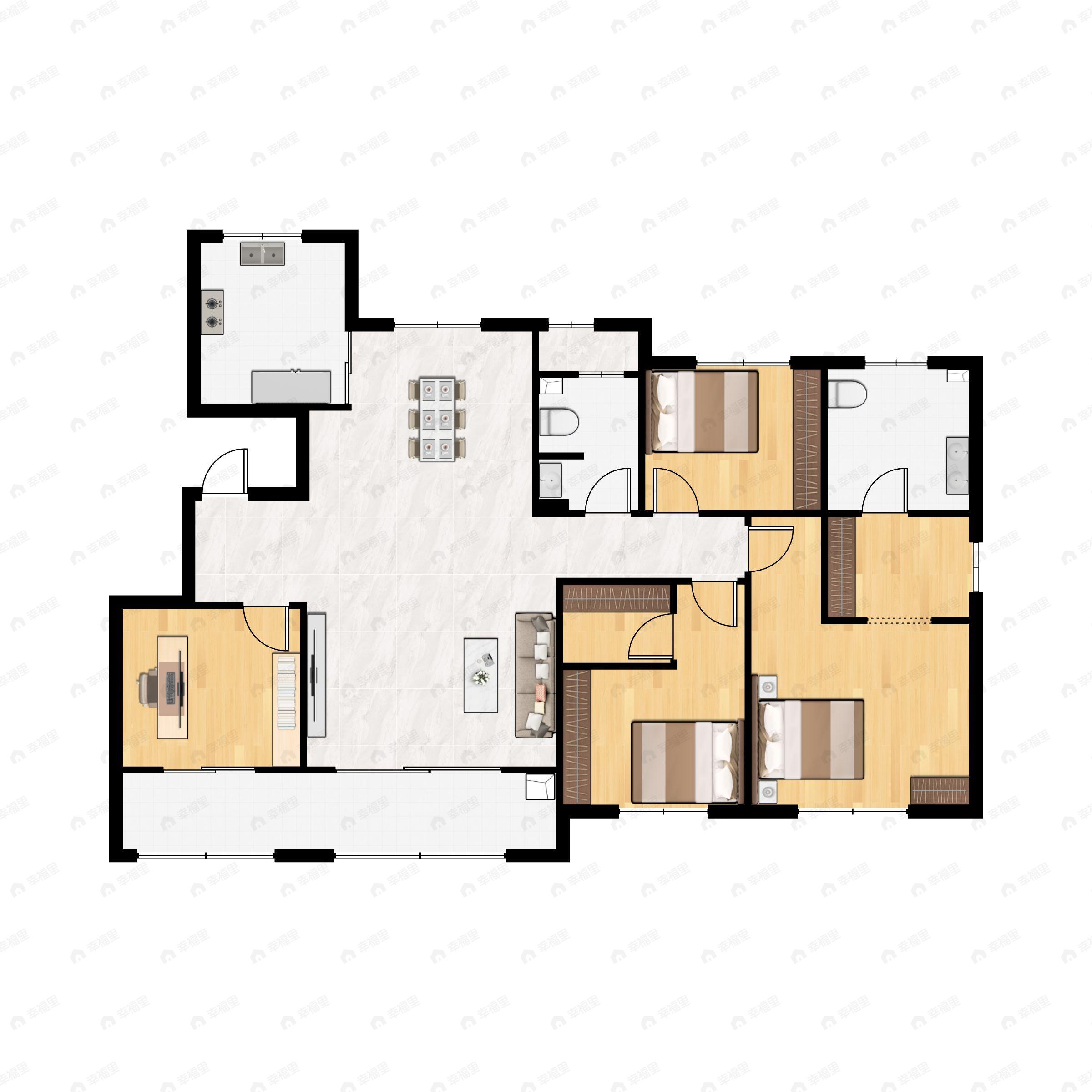 4室2厅2卫建面168平户型图