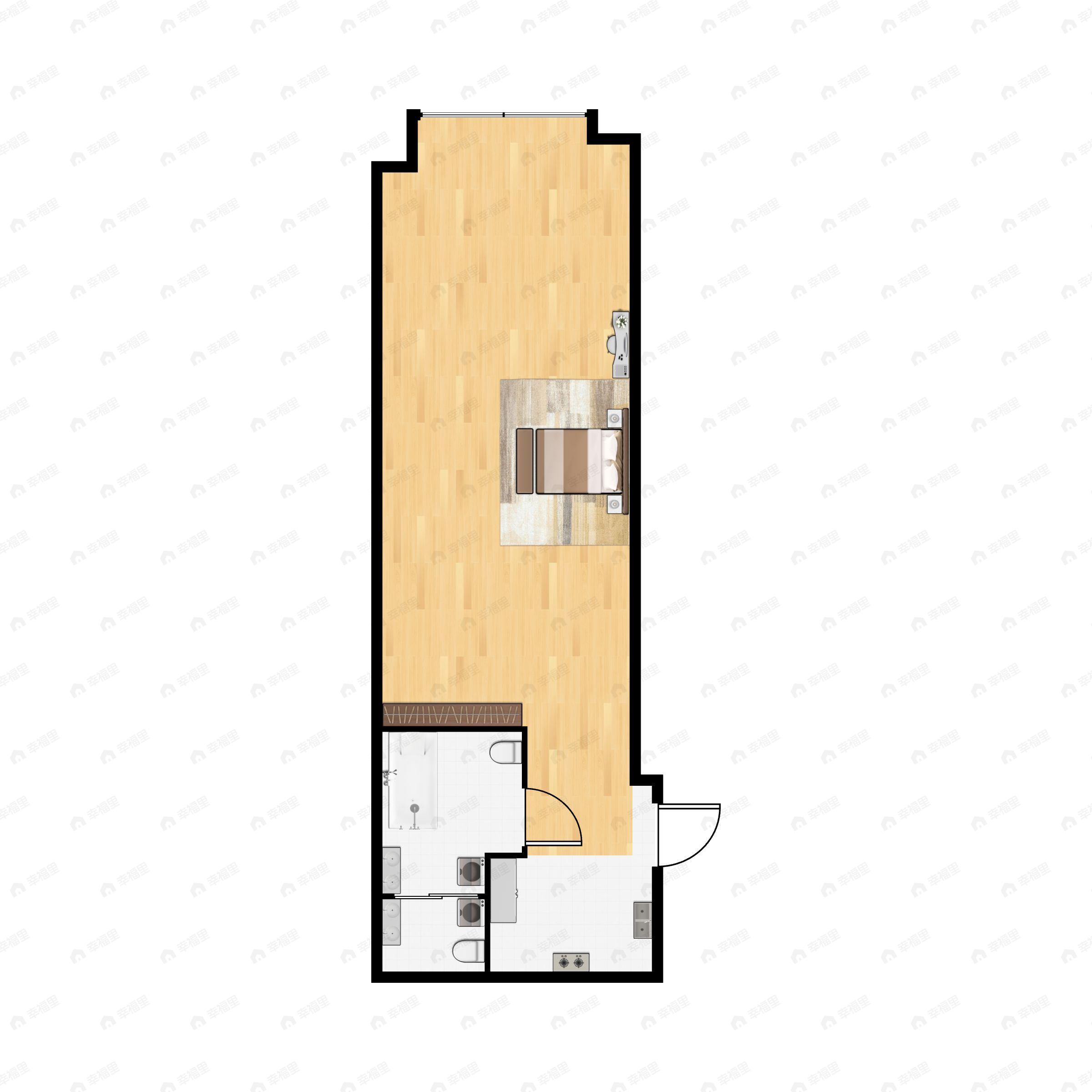 1室1厅1卫建面57平户型图