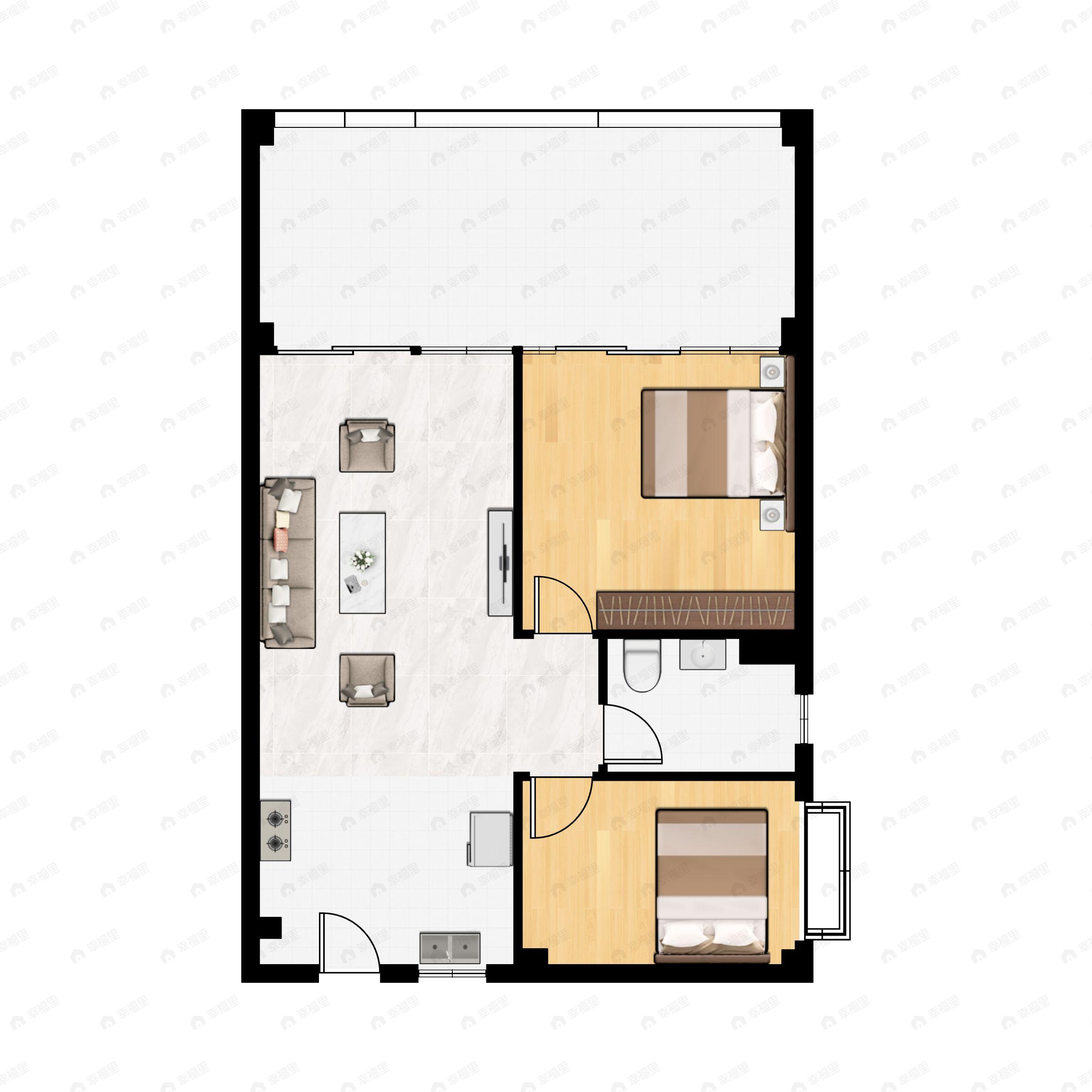 鹤鸣青云墅2室1厅1卫户型图