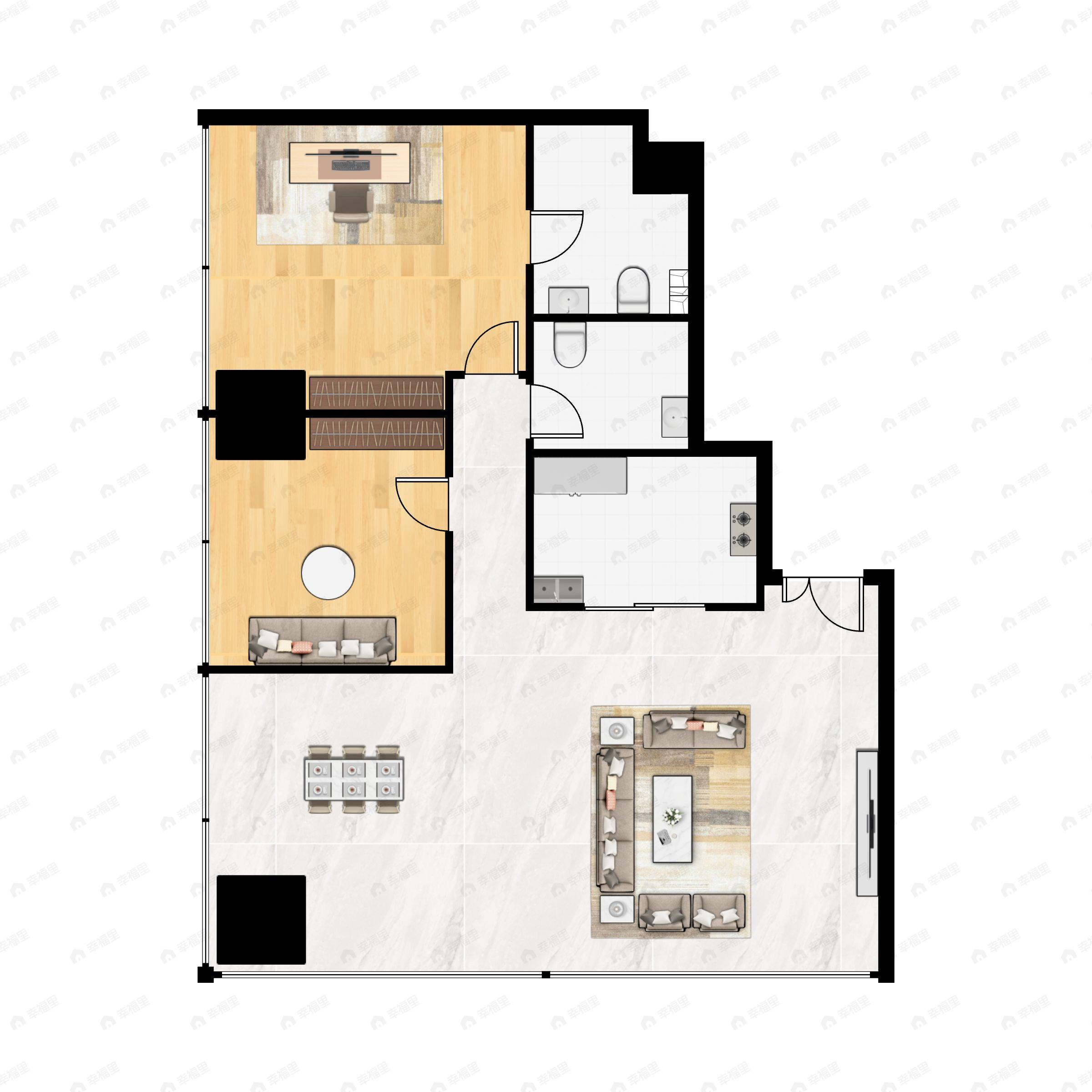 2室2厅2卫建面151平户型图