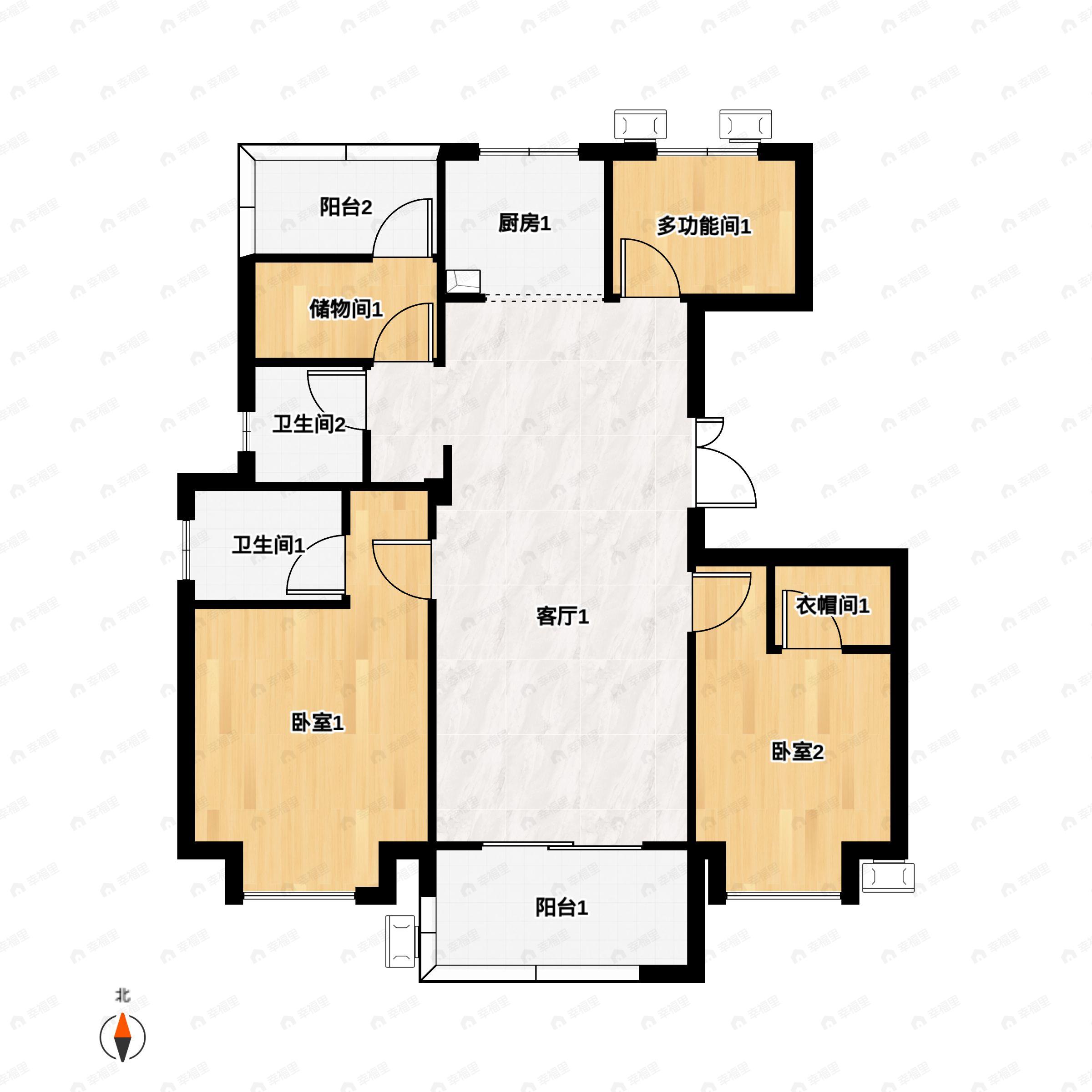 4室2厅2卫建面114平户型图