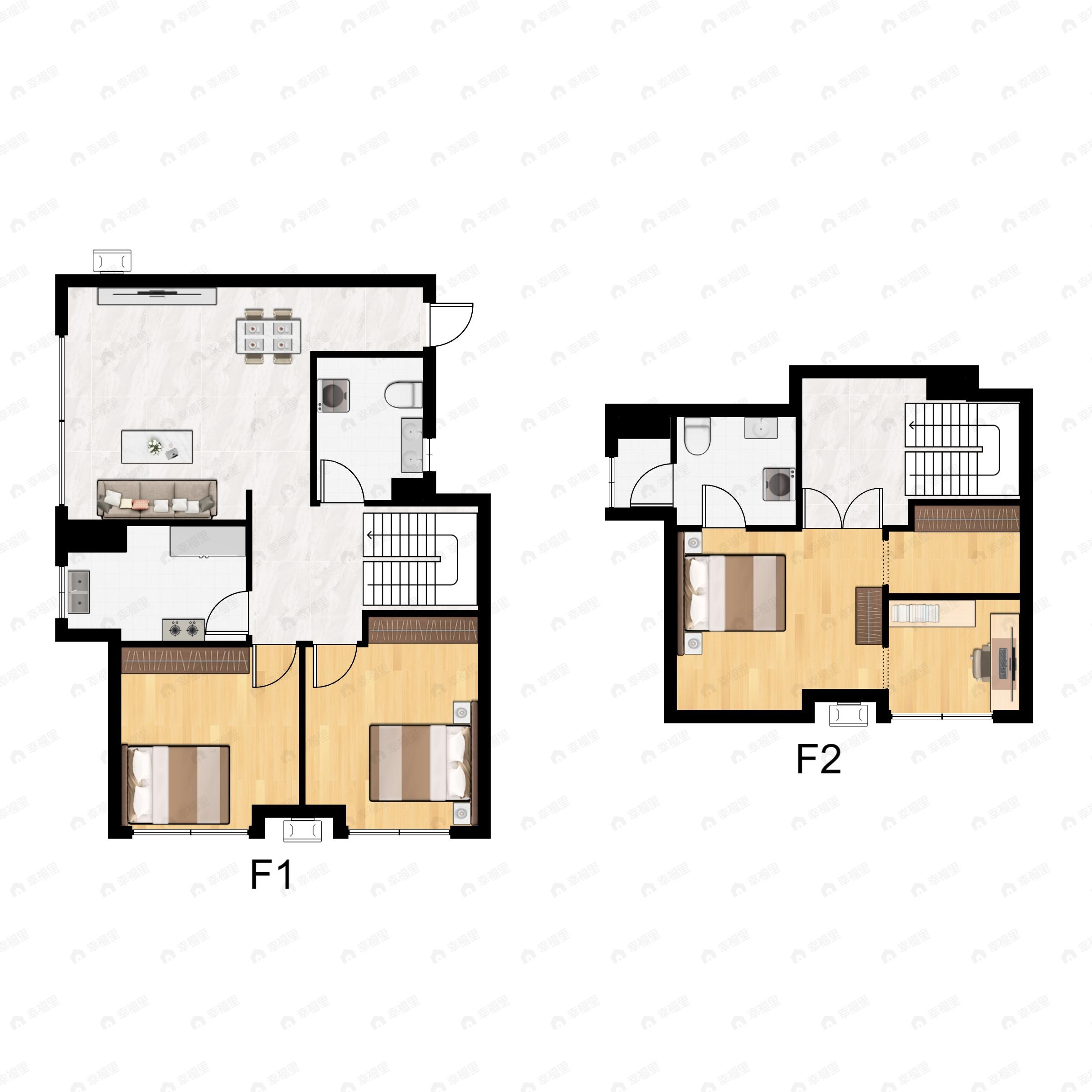 4室2厅2卫建面105平南户型图