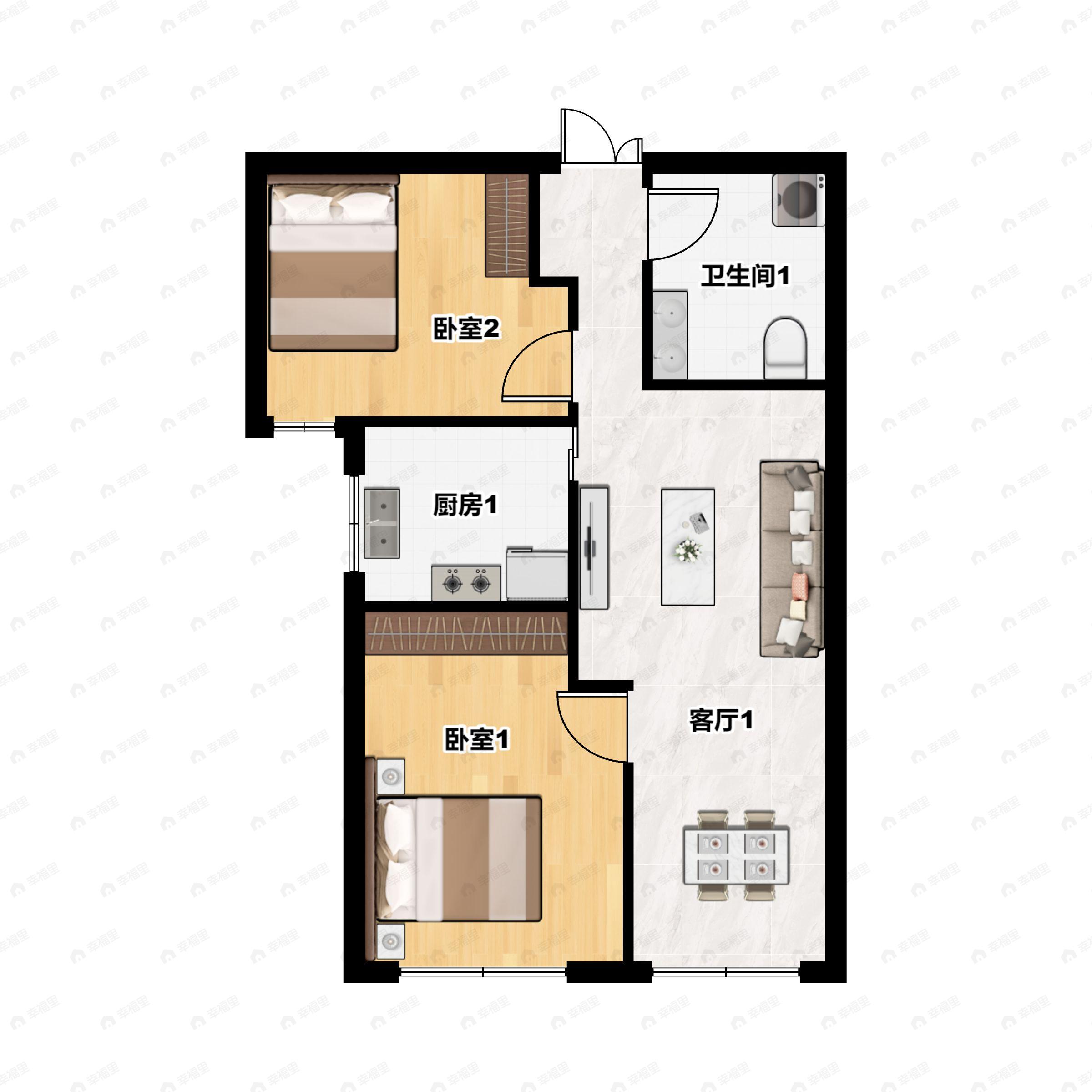 2室2厅1卫建面83平户型图