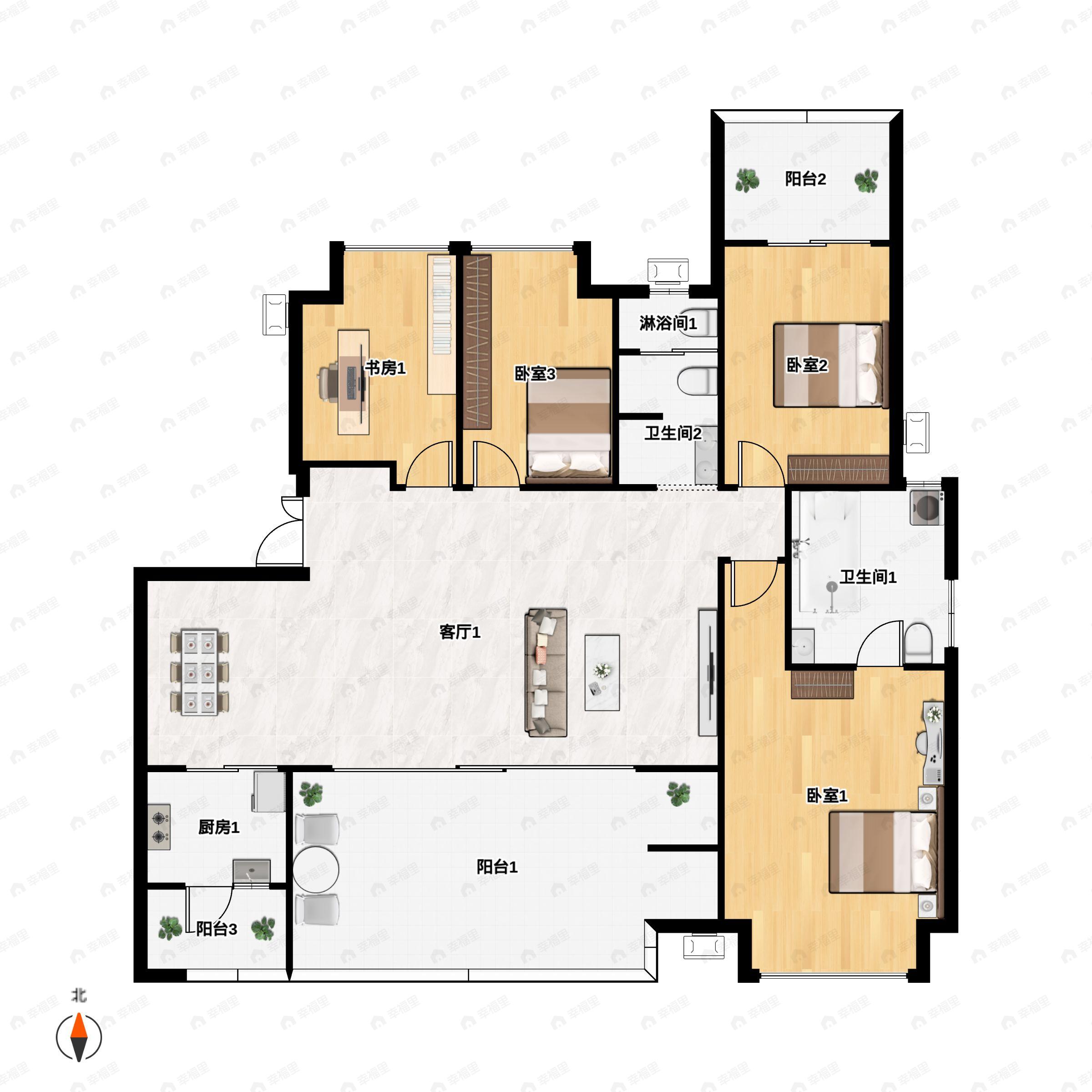 龙湖焕城4室2厅2卫户型图
