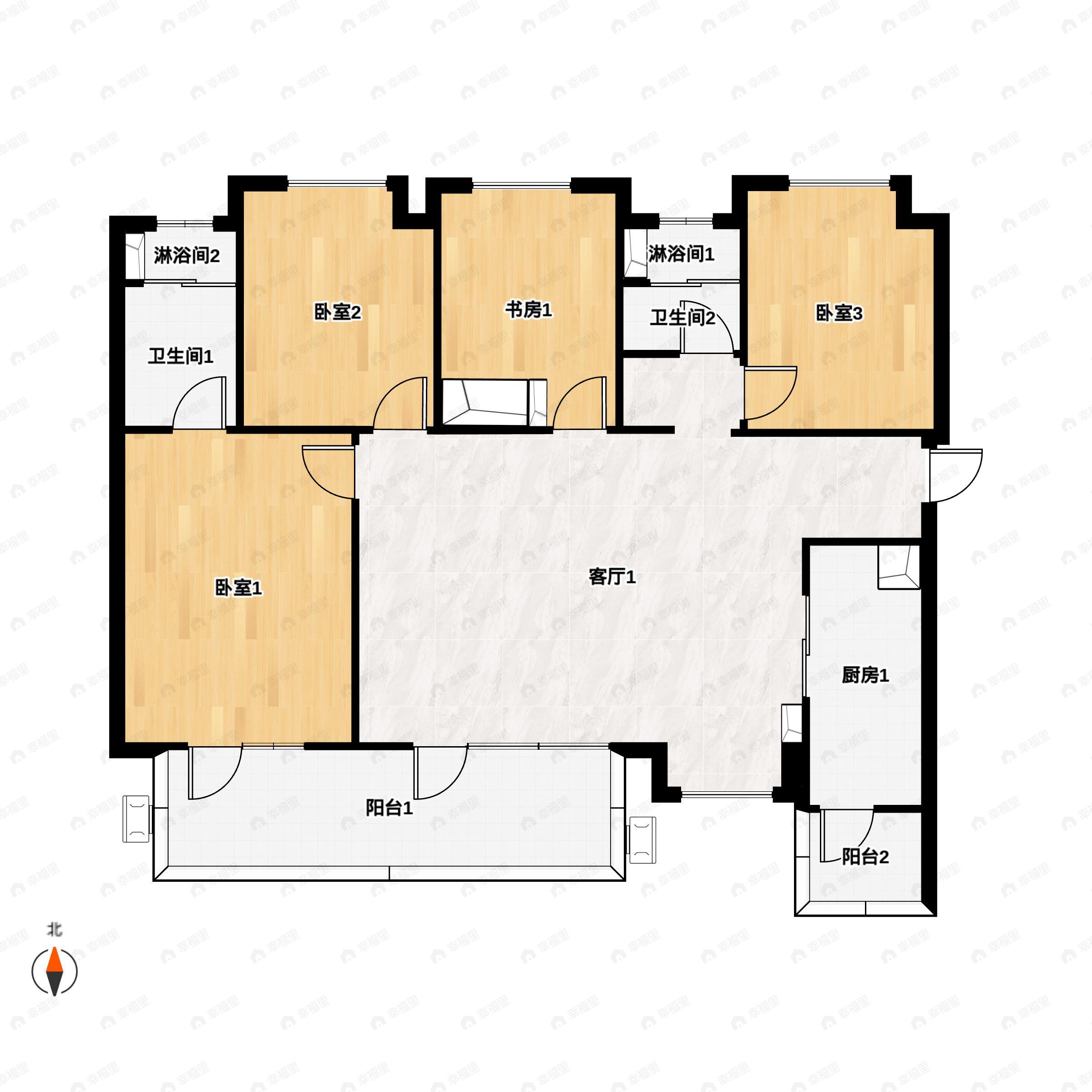 4室2厅2卫建面137平户型图