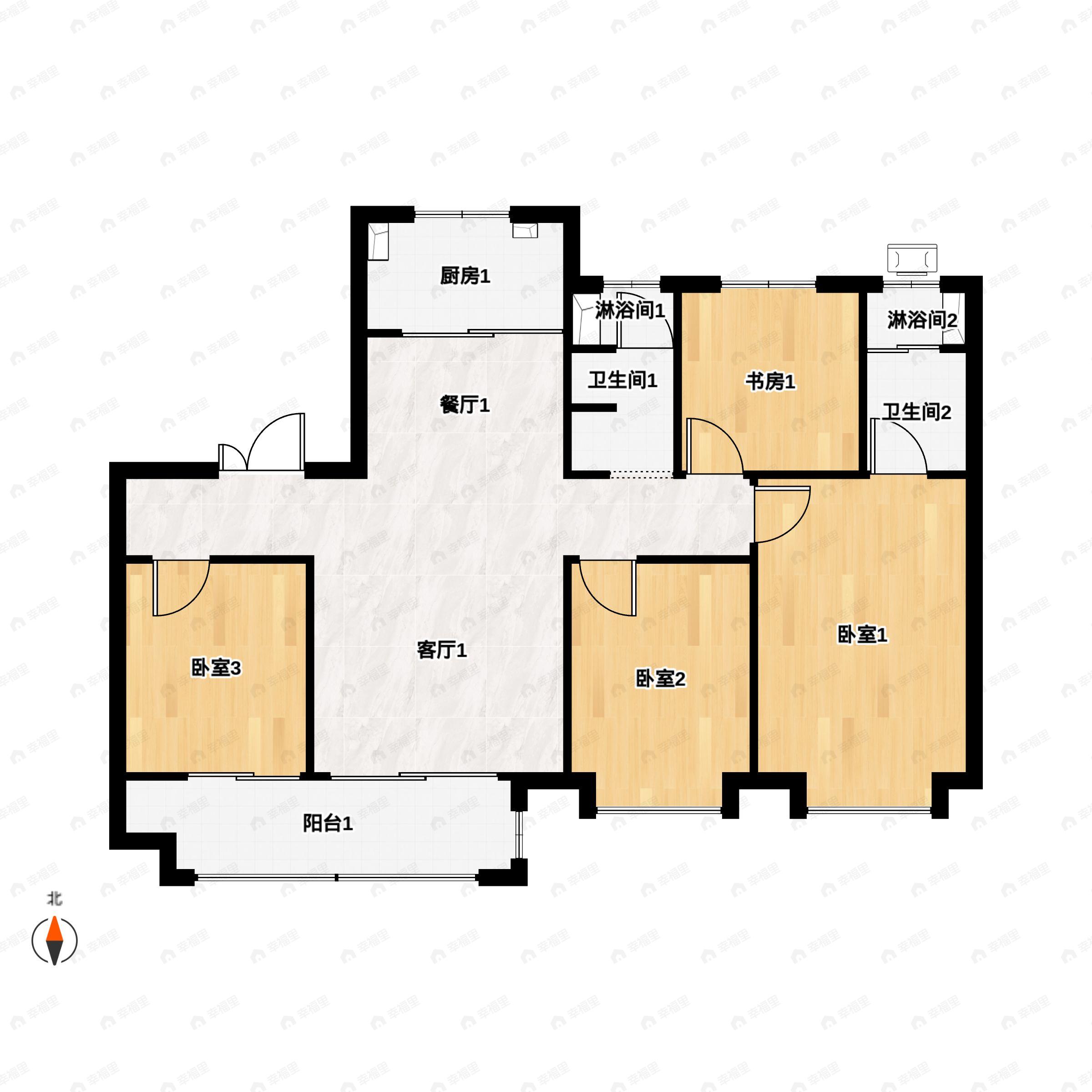 4室2厅2卫建面143平户型图