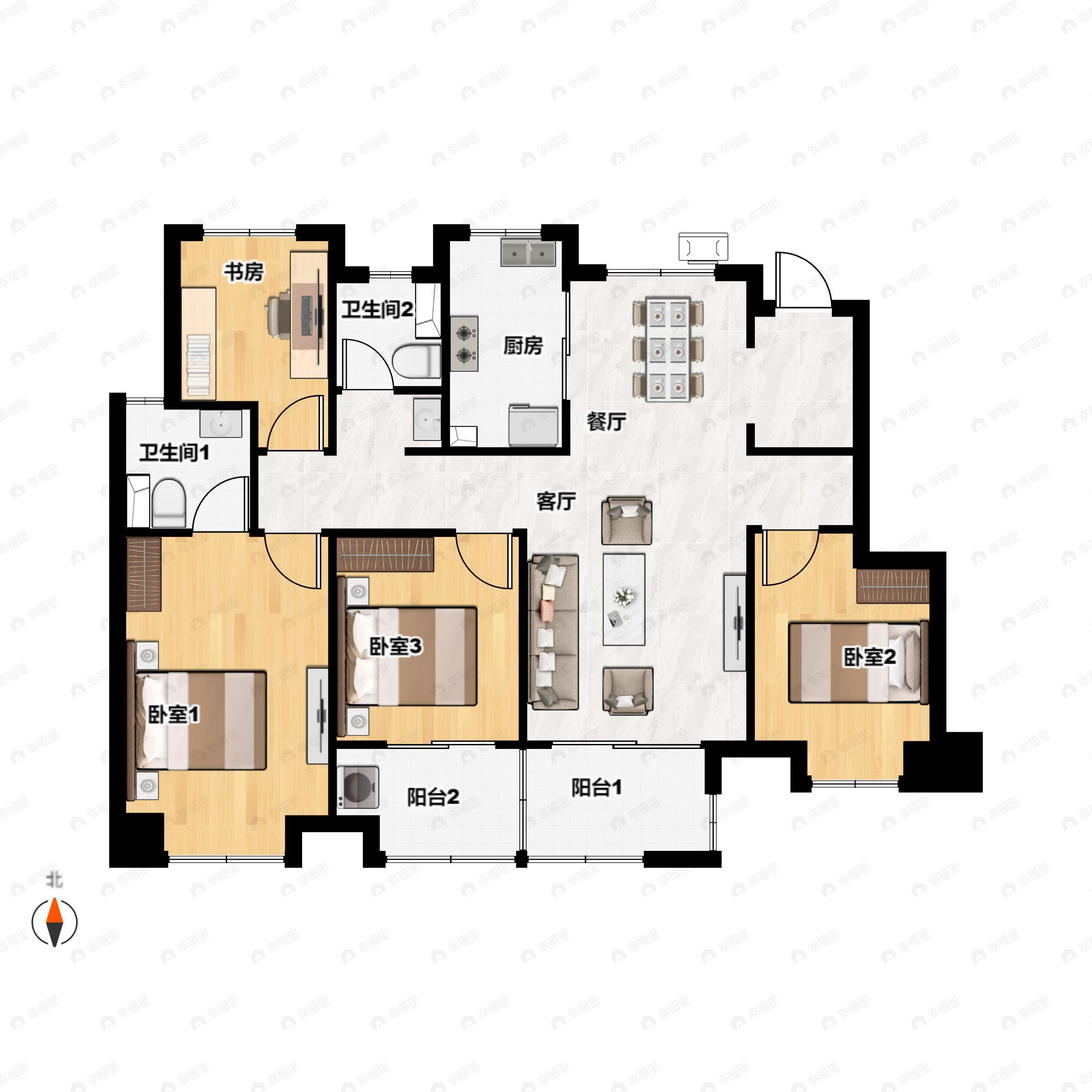 4室2厅2卫建面133平户型图