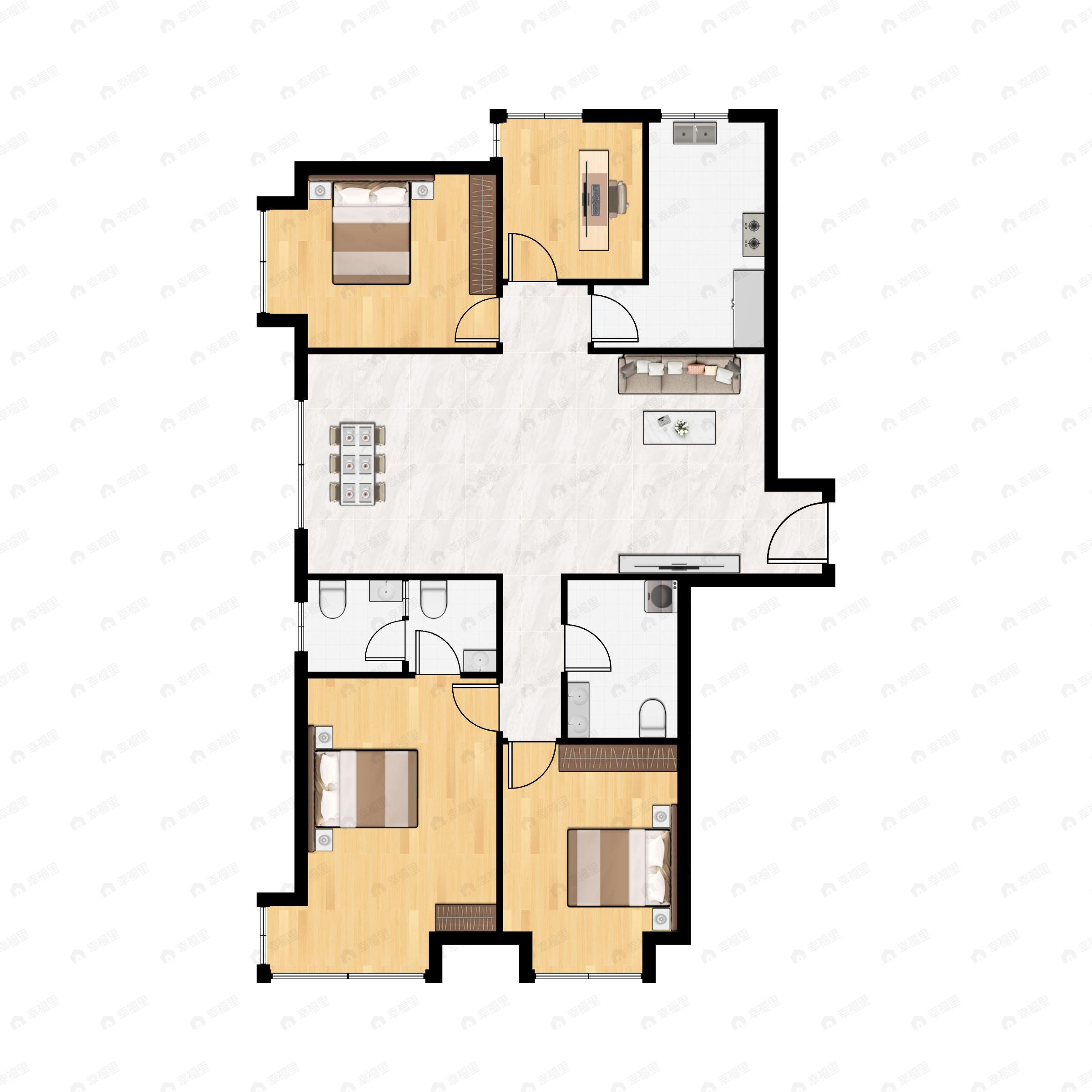 4室2厅2卫建面130平南户型图