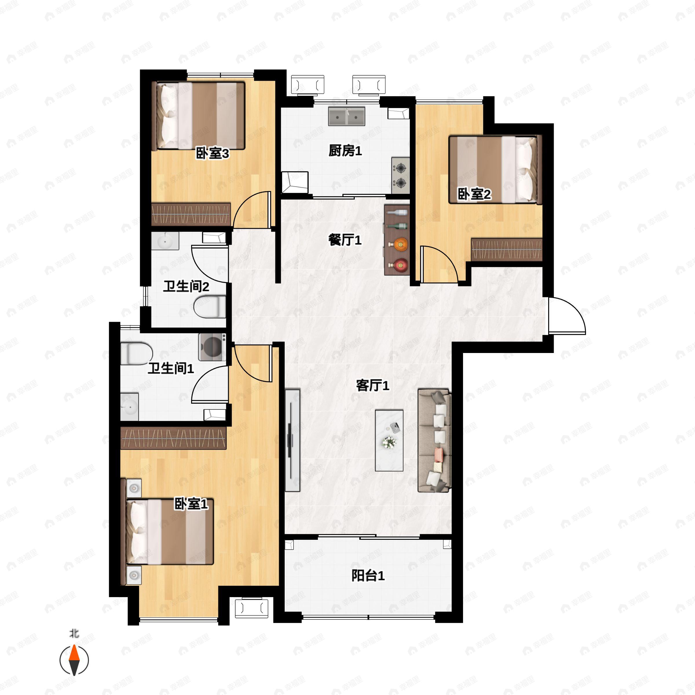 3室2厅2卫建面119平undefined户型图