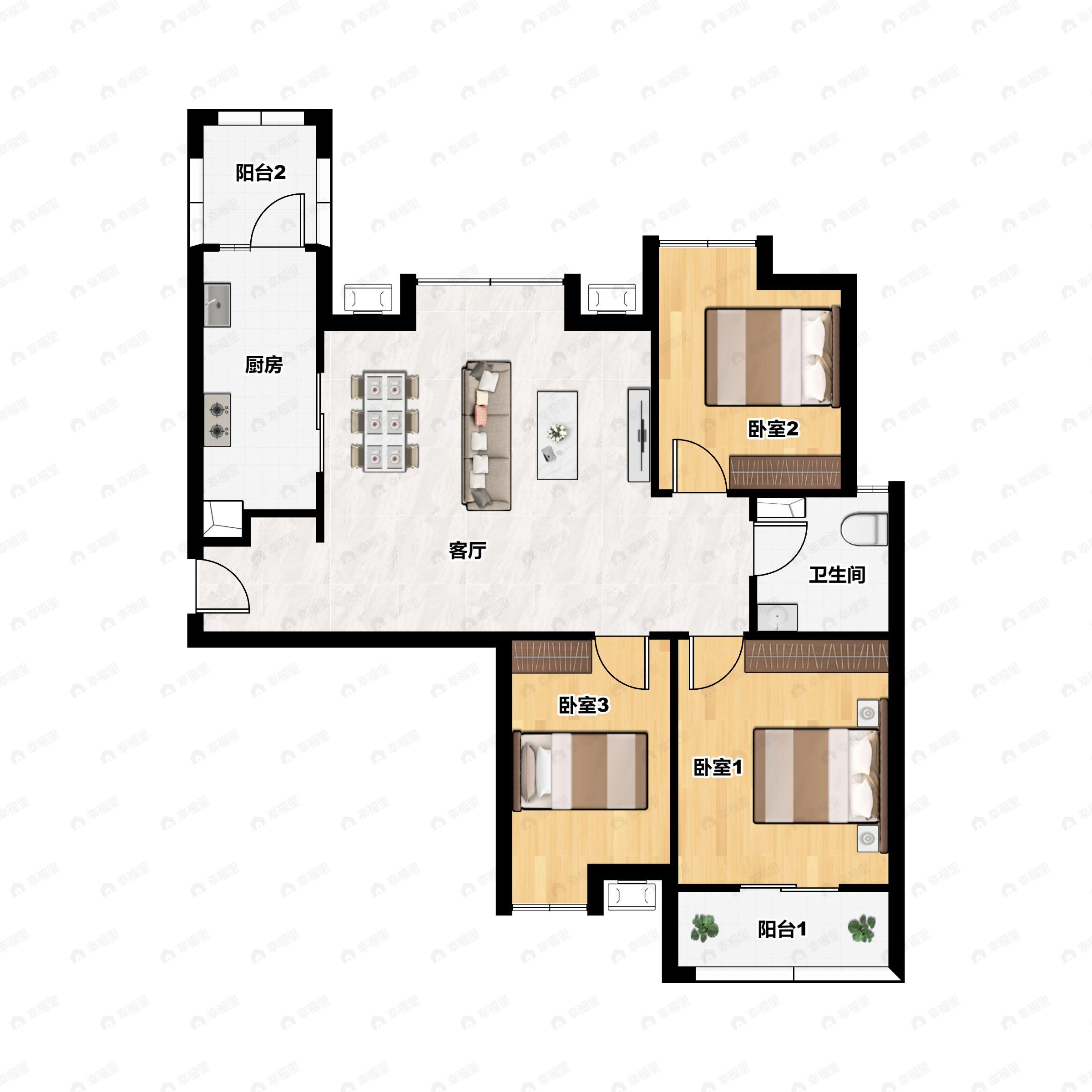 3室2厅1卫建面116平户型图