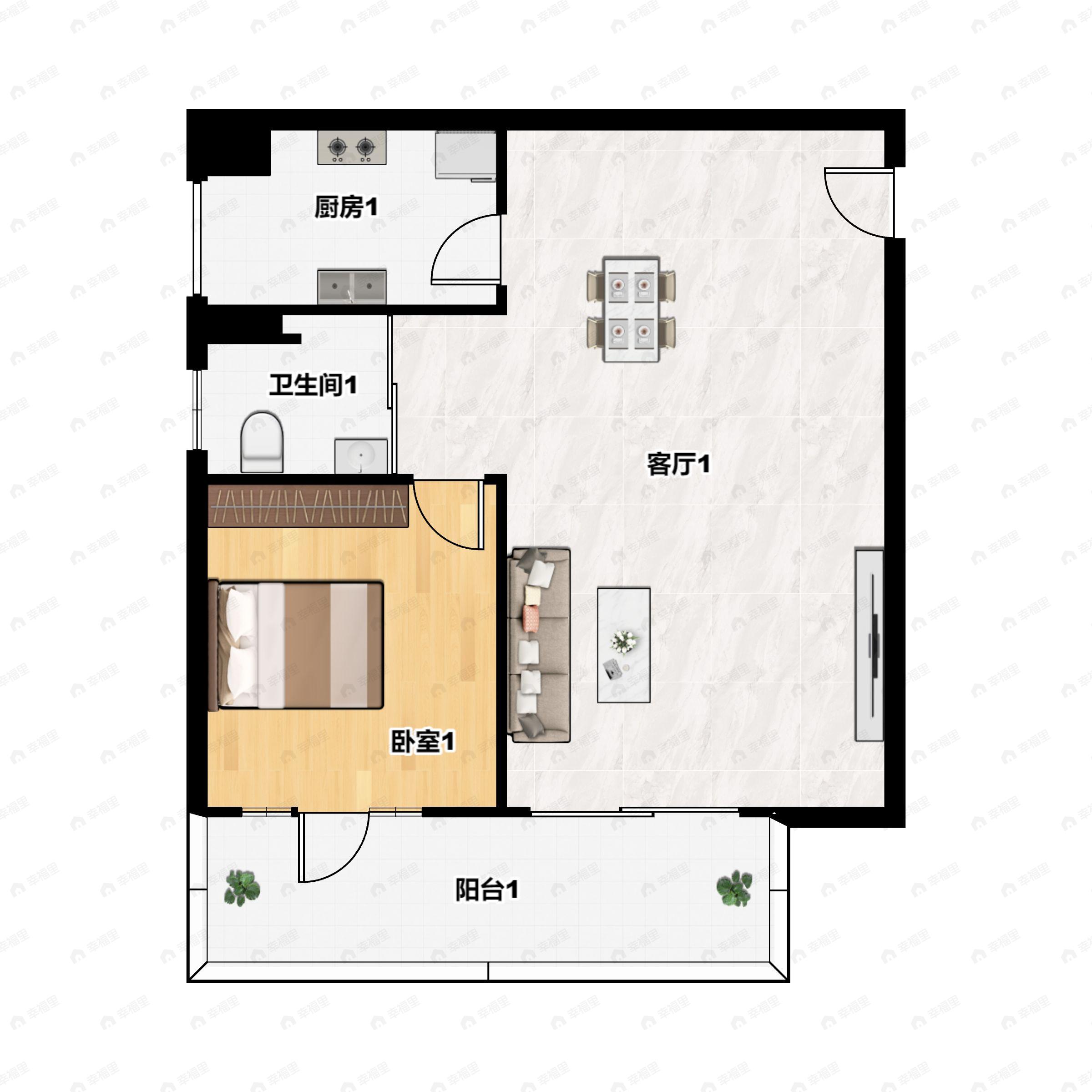 奥园瀚德棠悦府2室2厅2卫户型图