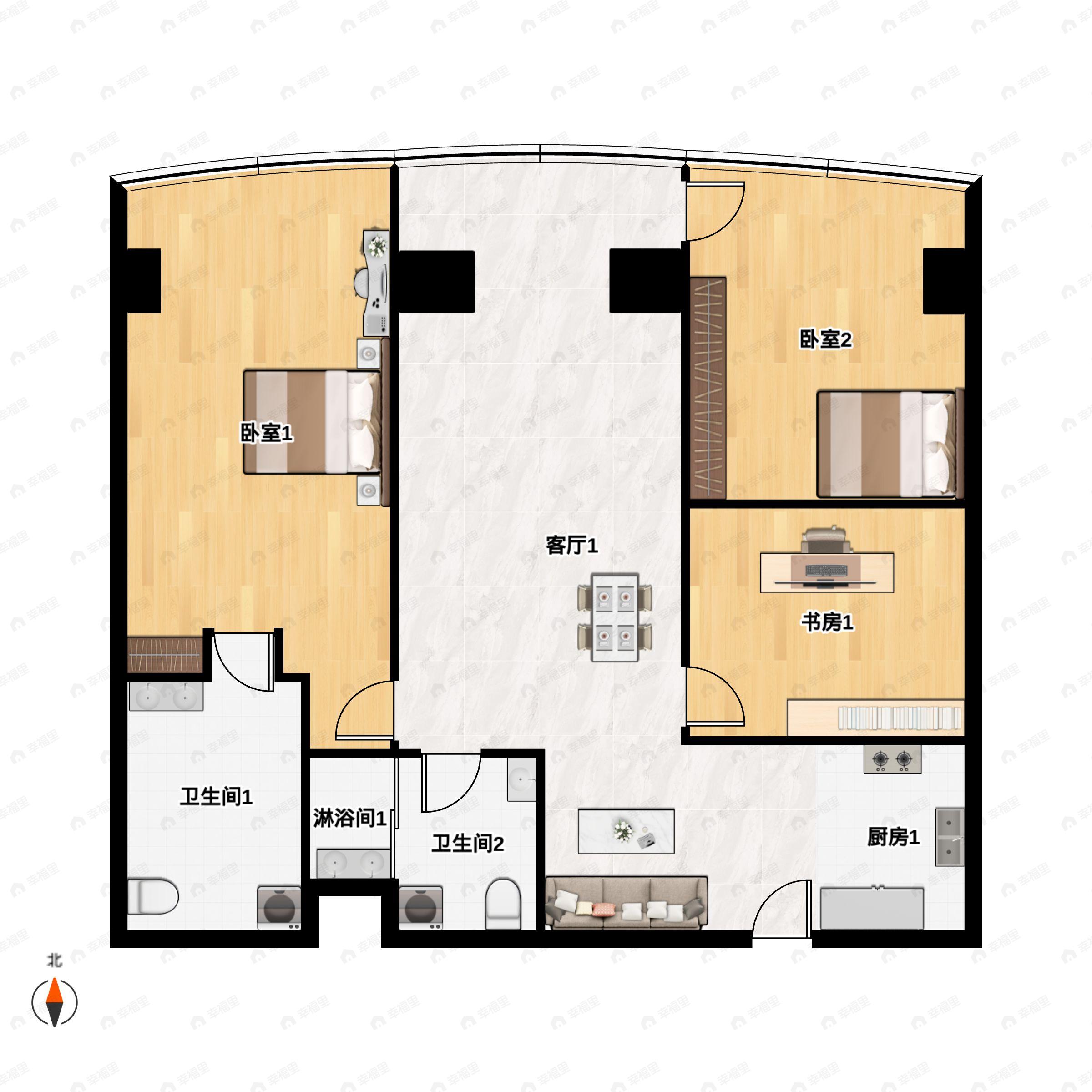 友谊天壤3室2厅2卫户型图