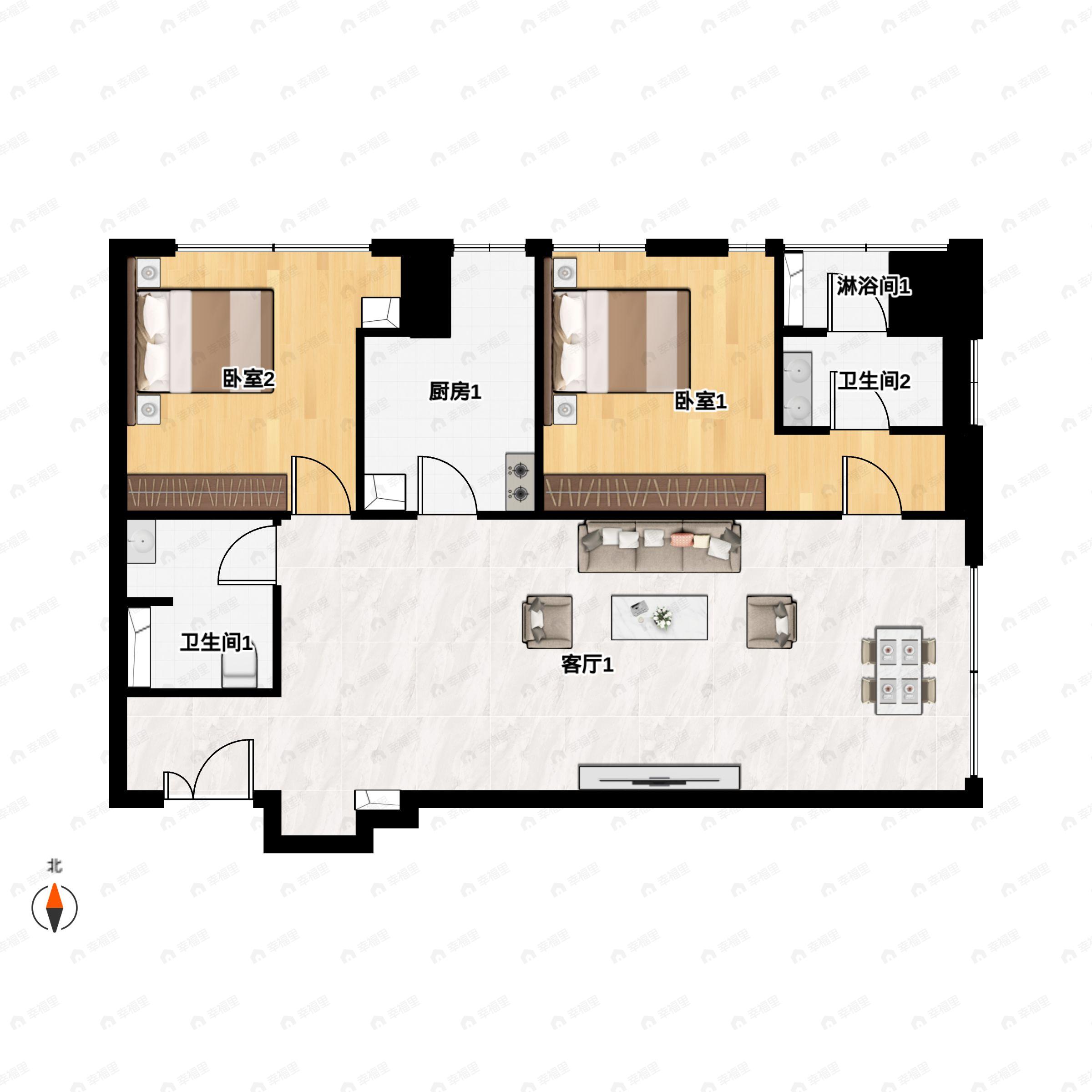 南开宸院尚峯3室2厅2卫户型图
