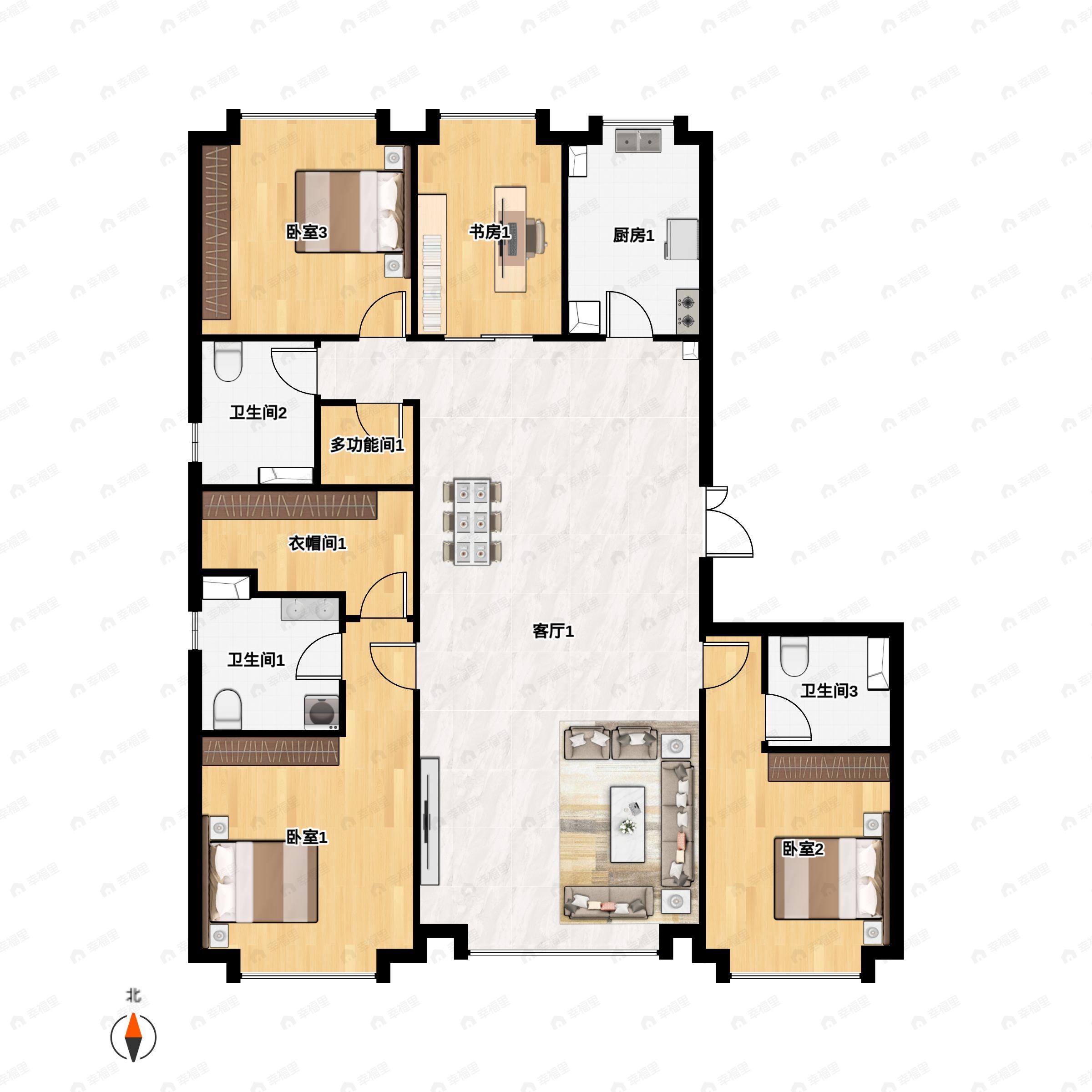 4室2厅3卫建面261平户型图