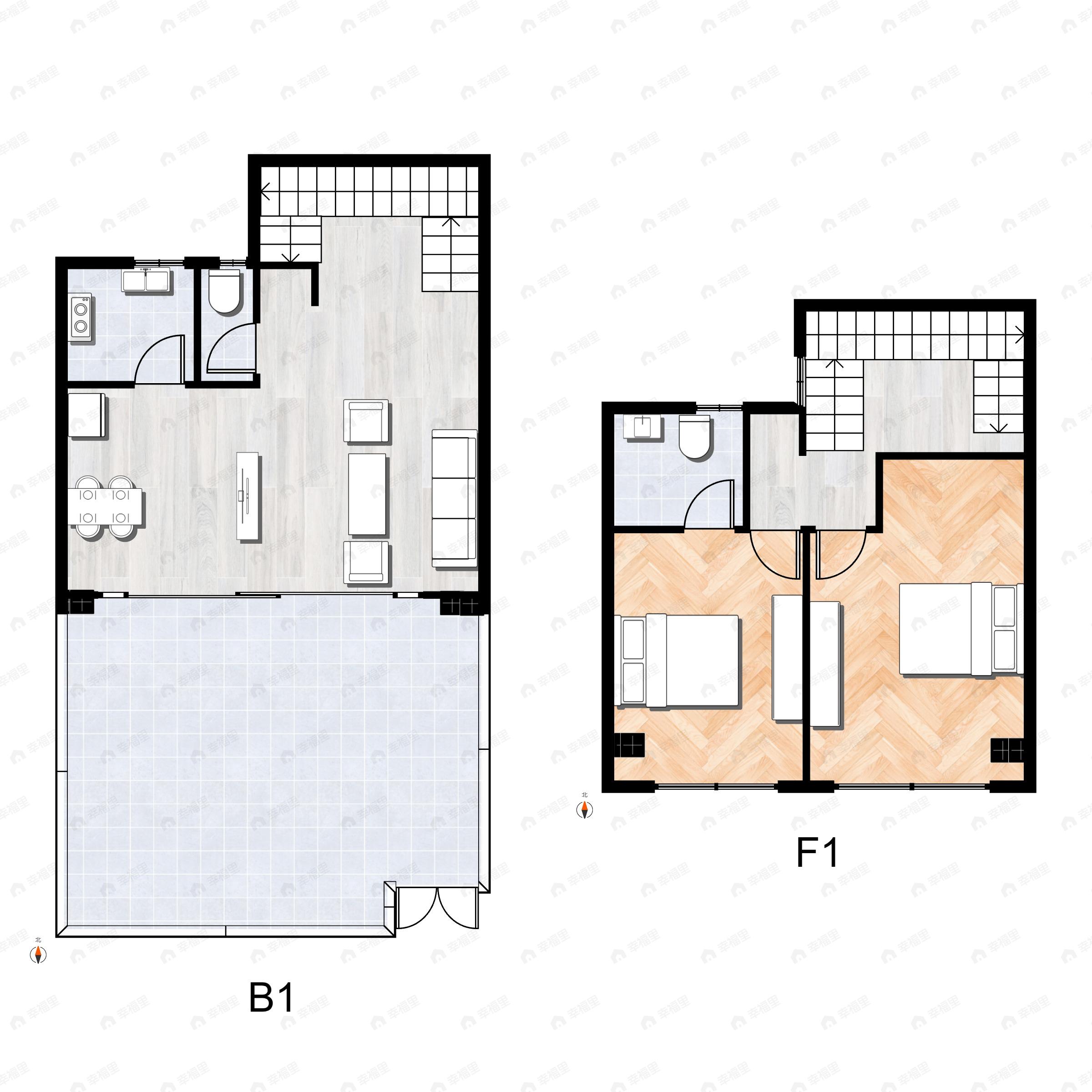 2室2厅2卫建面82平南户型图