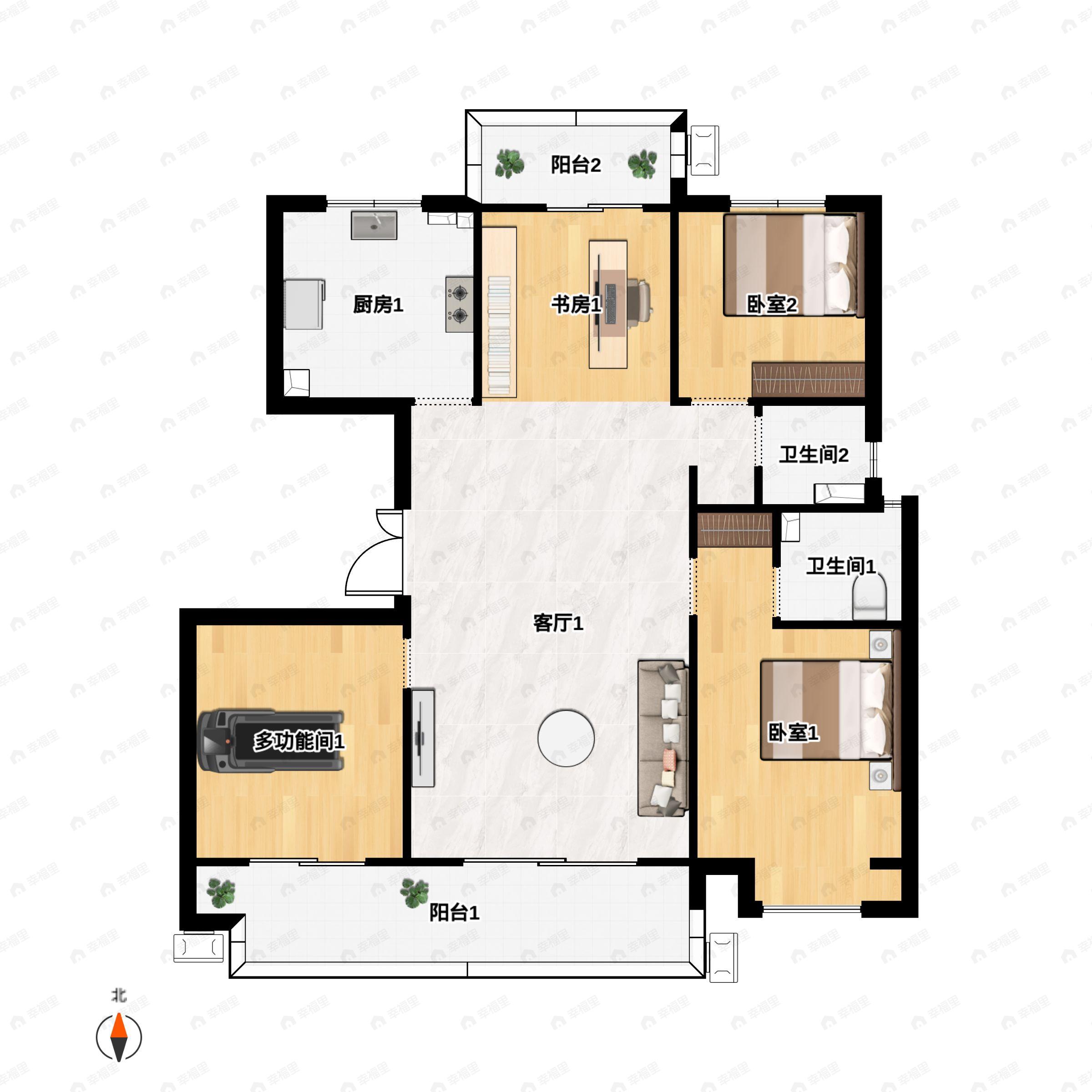 4室2厅2卫建面142平户型图