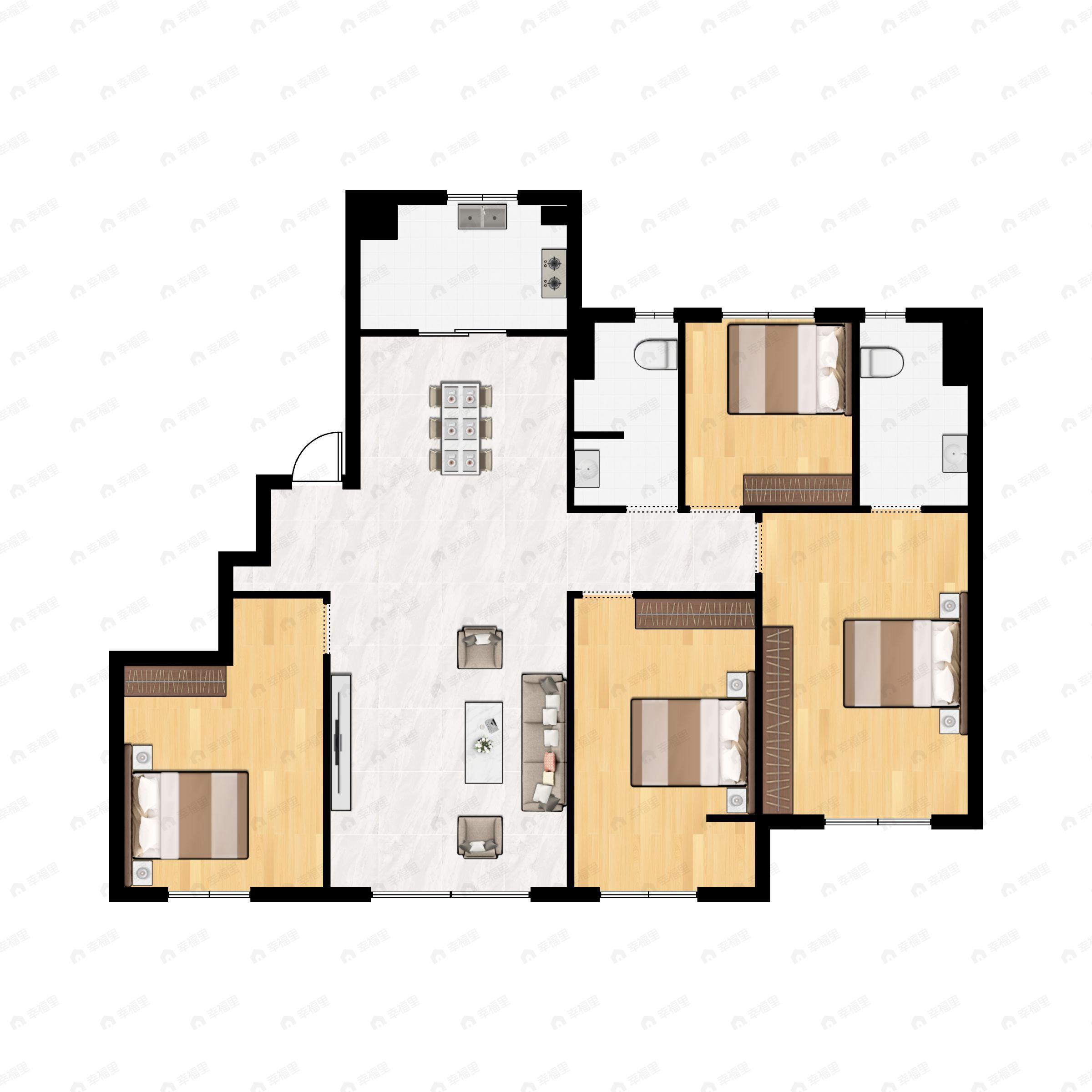 4室2厅2卫建面149平南|北户型图