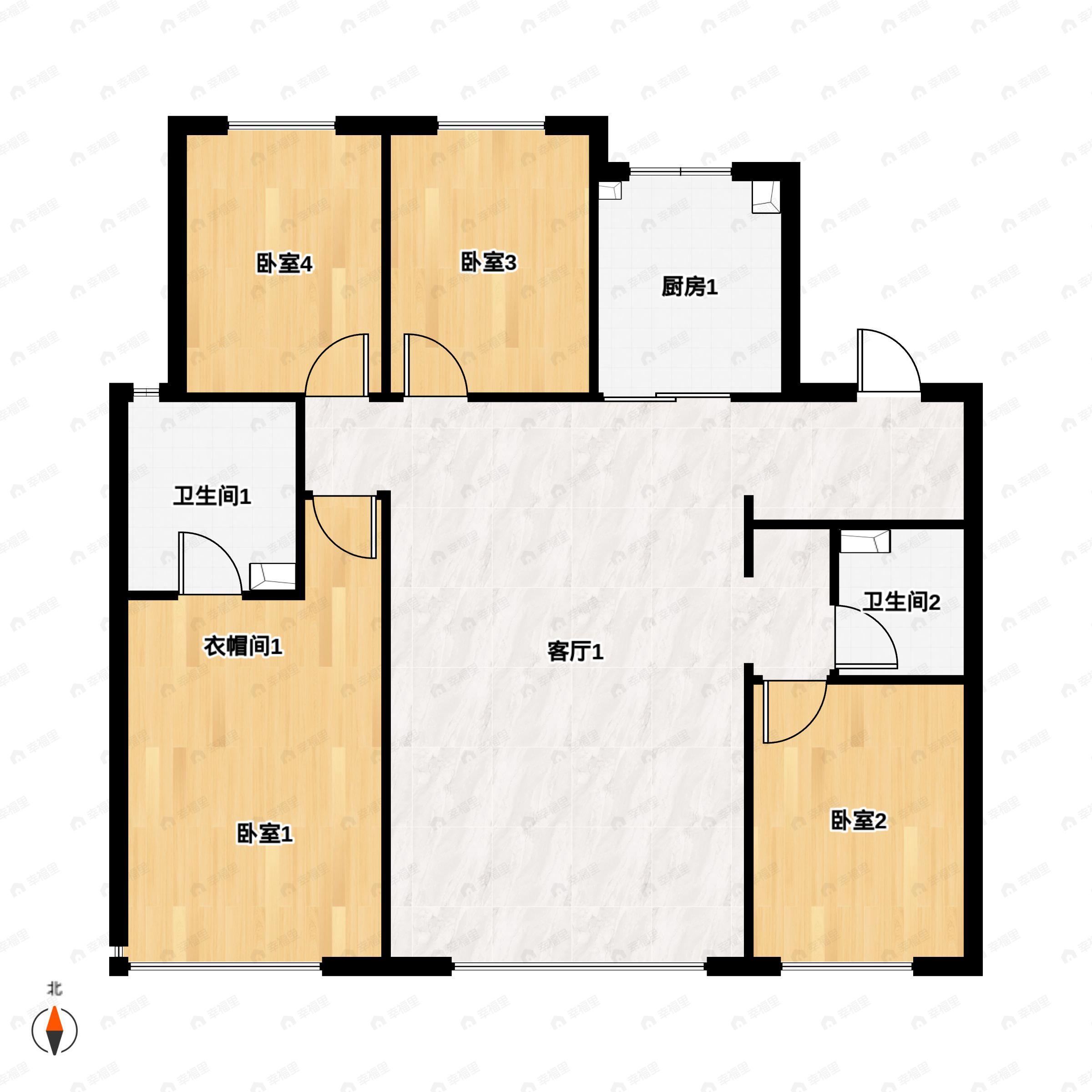 4室2厅2卫建面140平户型图