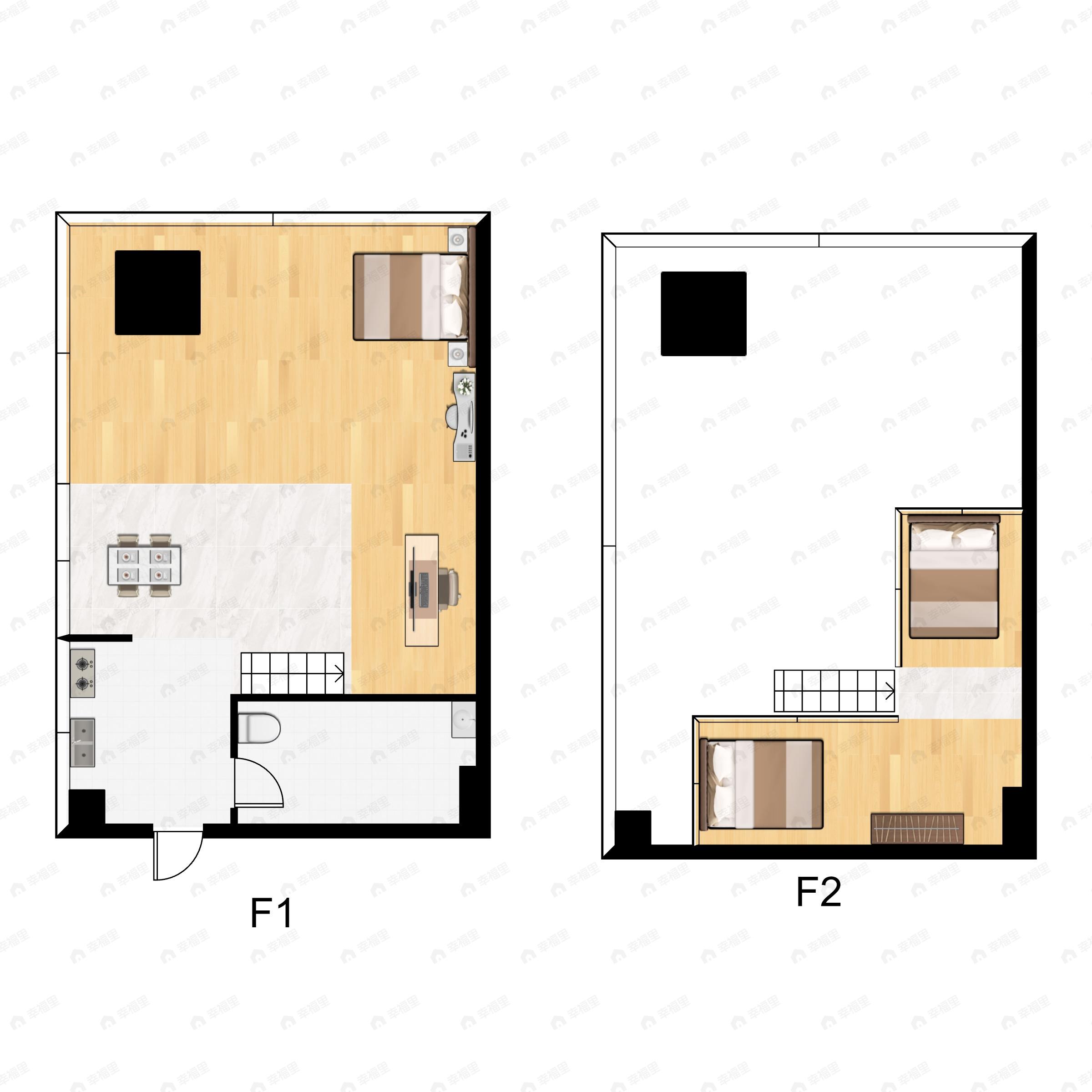3室1厅1卫建面52平户型图