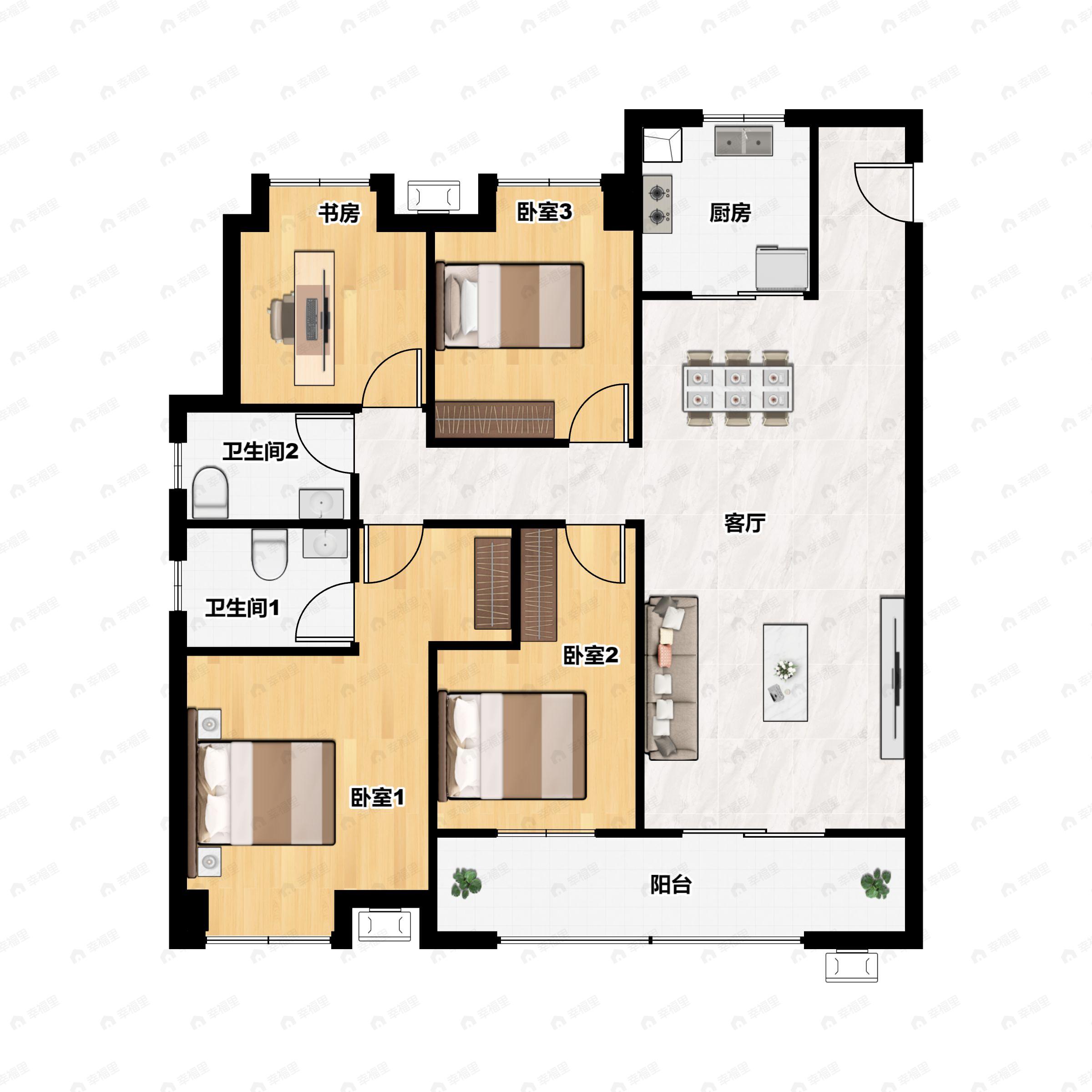 4室2厅2卫建面133平户型图