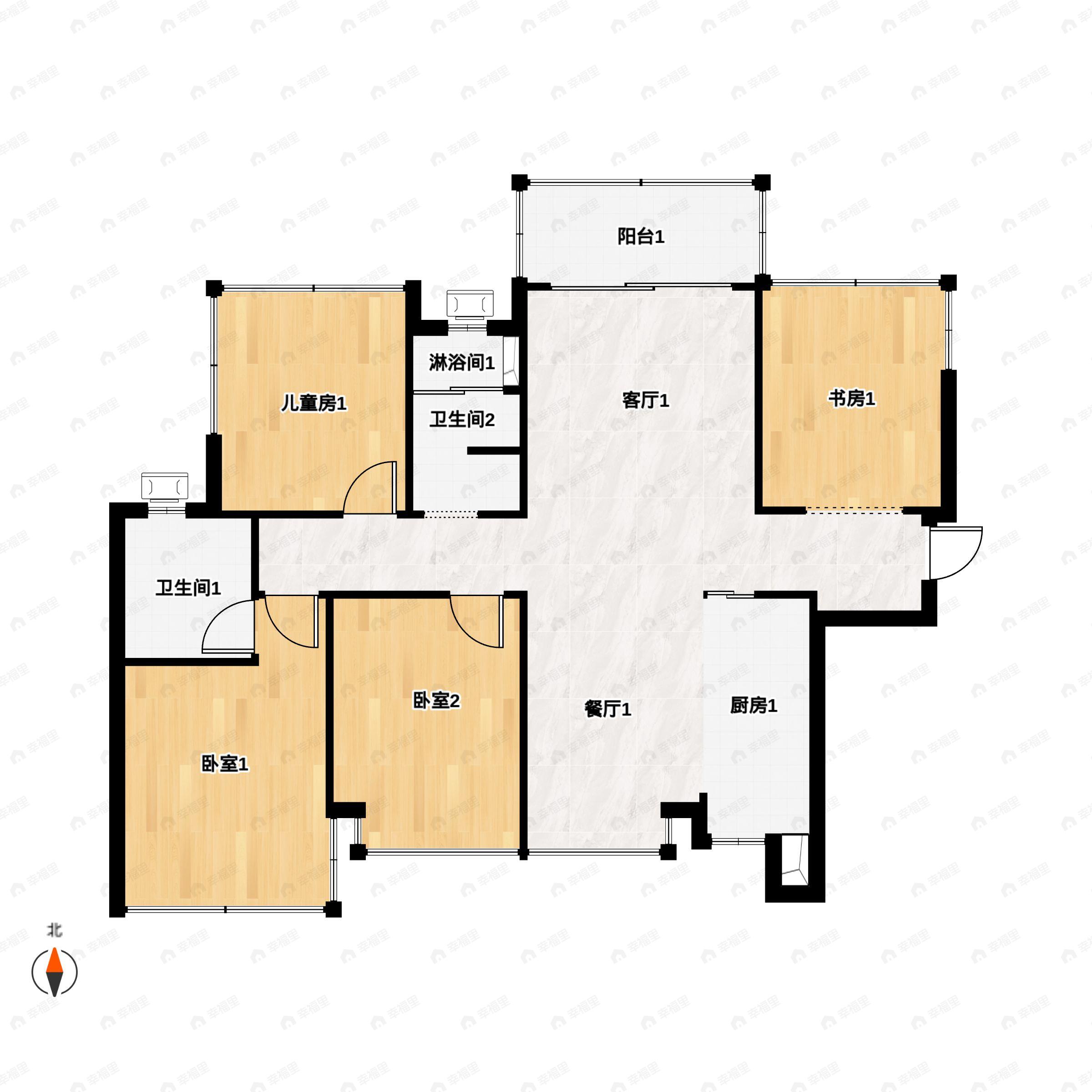 4室2厅2卫建面112平户型图