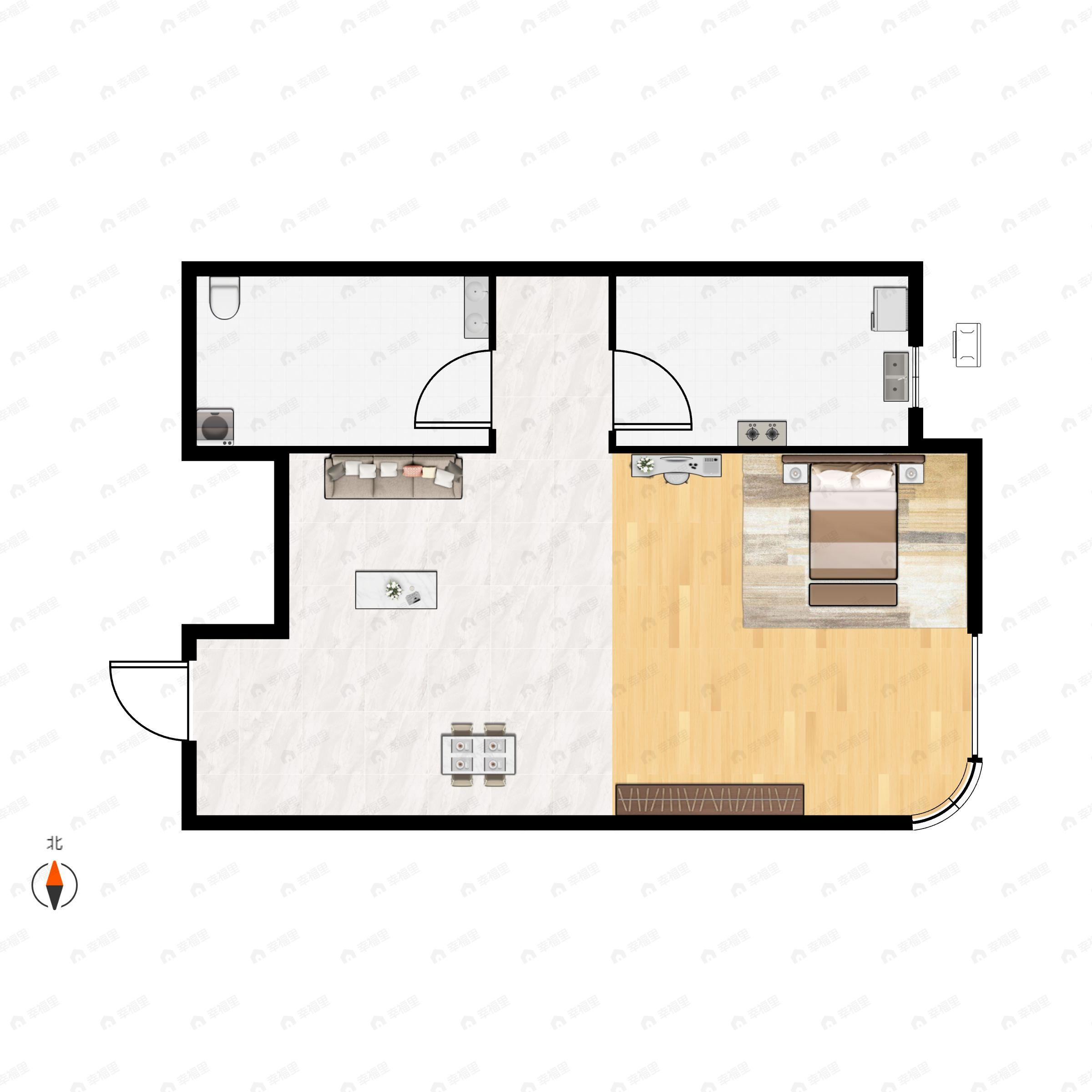 1室1厅1卫建面41平户型图