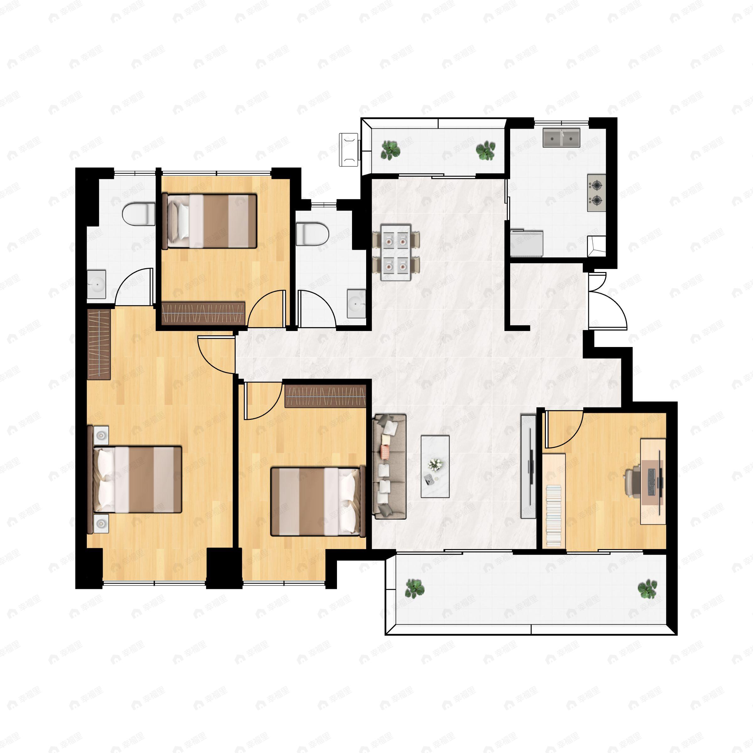 4室2厅2卫建面143平户型图