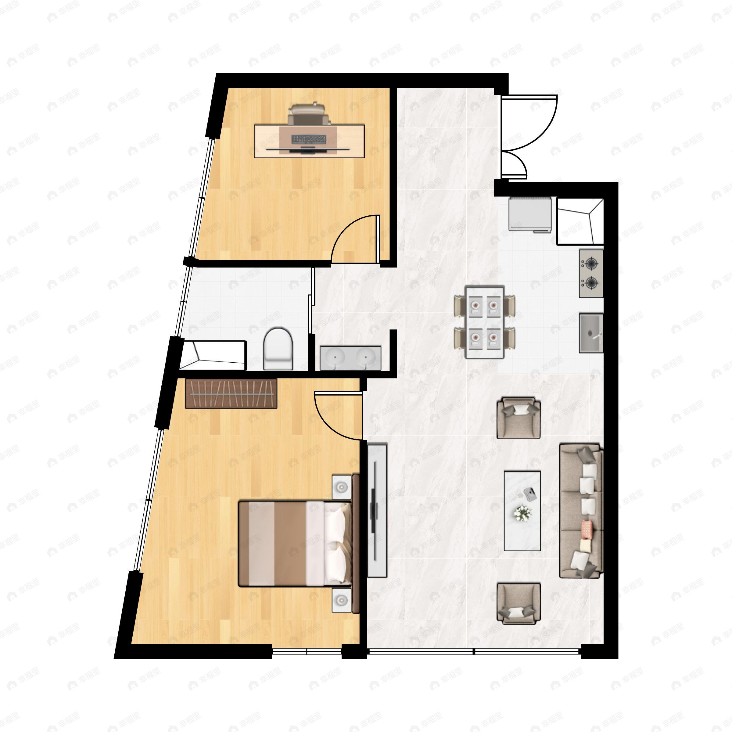 2室2厅1卫建面86平户型图