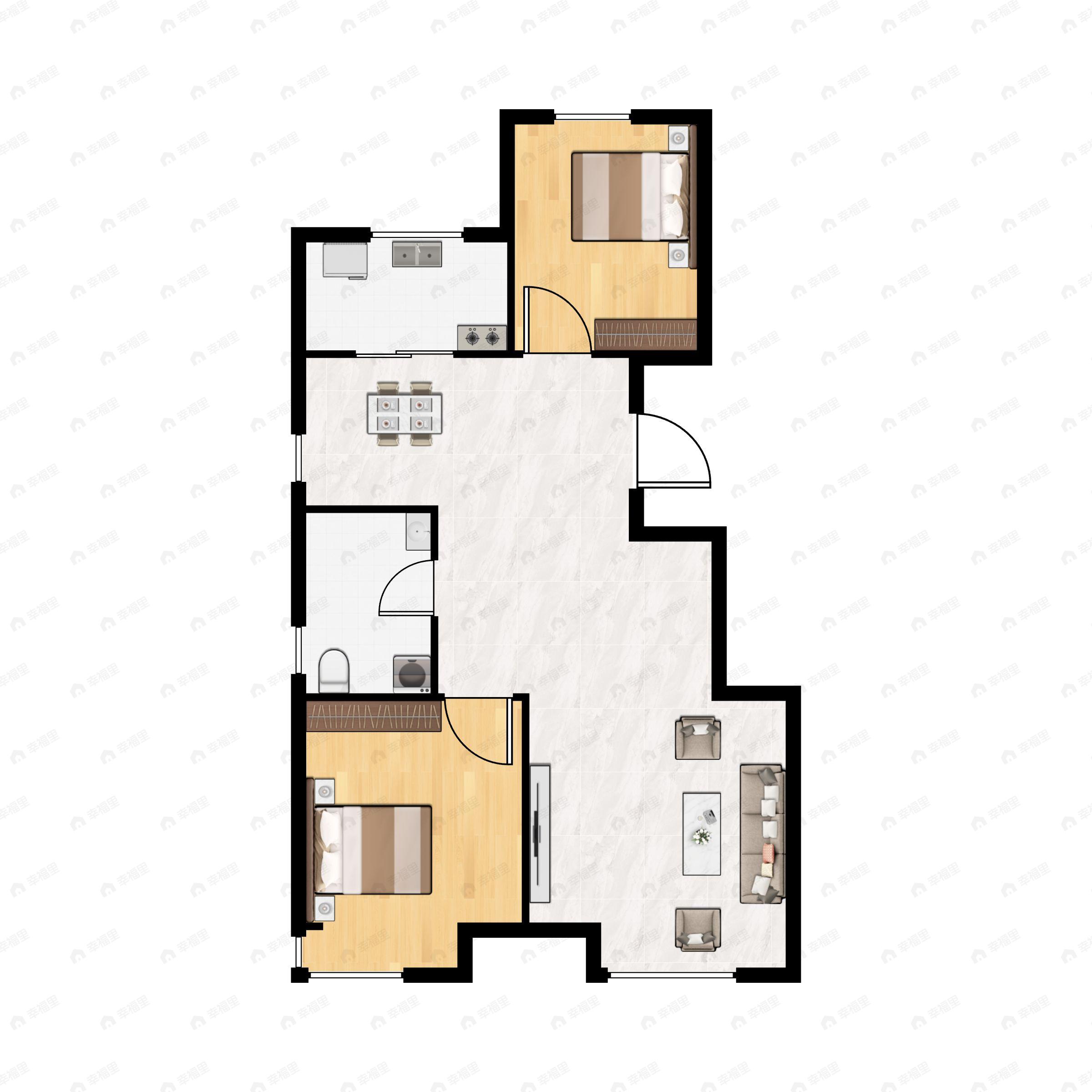 嘉惠九里2室2厅1卫户型图