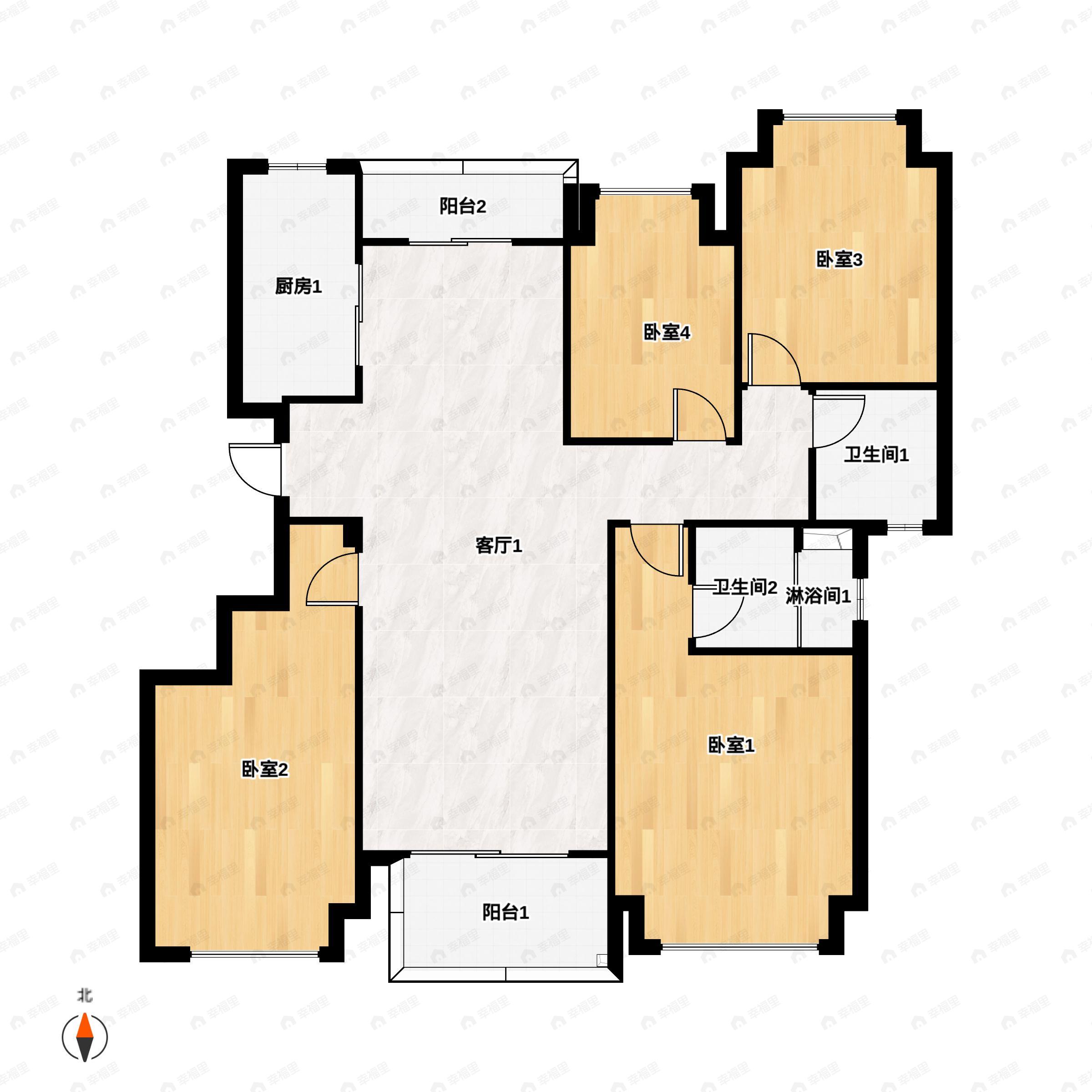 4室2厅2卫建面133平户型图