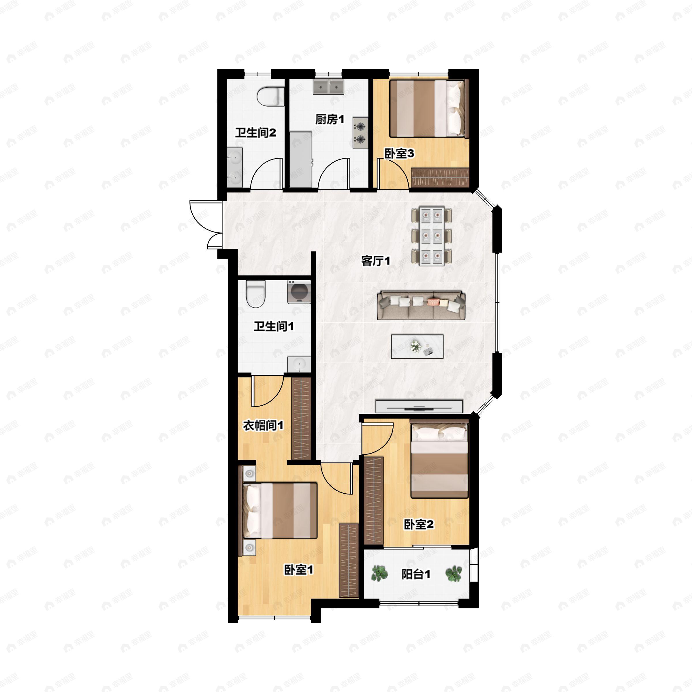 邢台永康万国城3室2厅2卫户型图