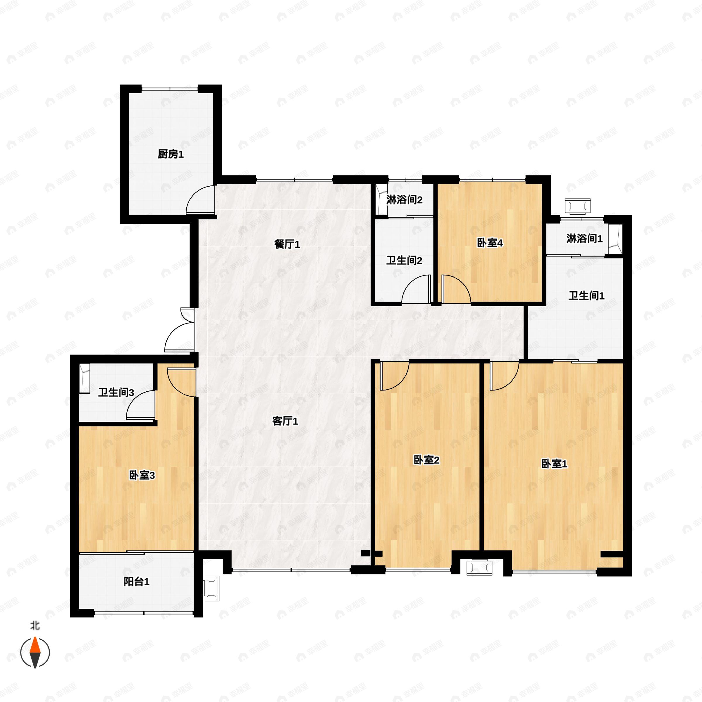 天成云玺4室2厅2卫户型图