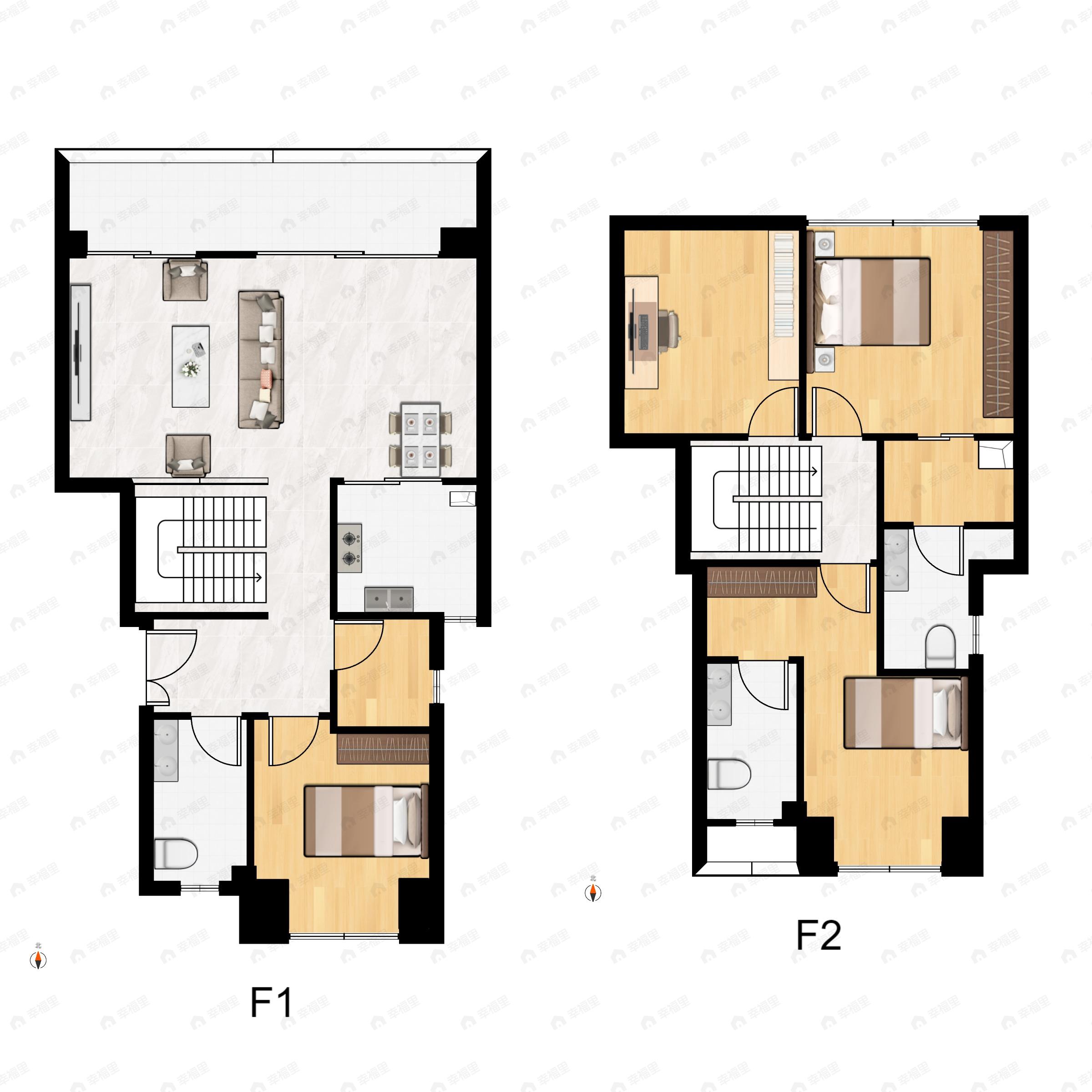 中建御湖壹号2室2厅3卫户型图