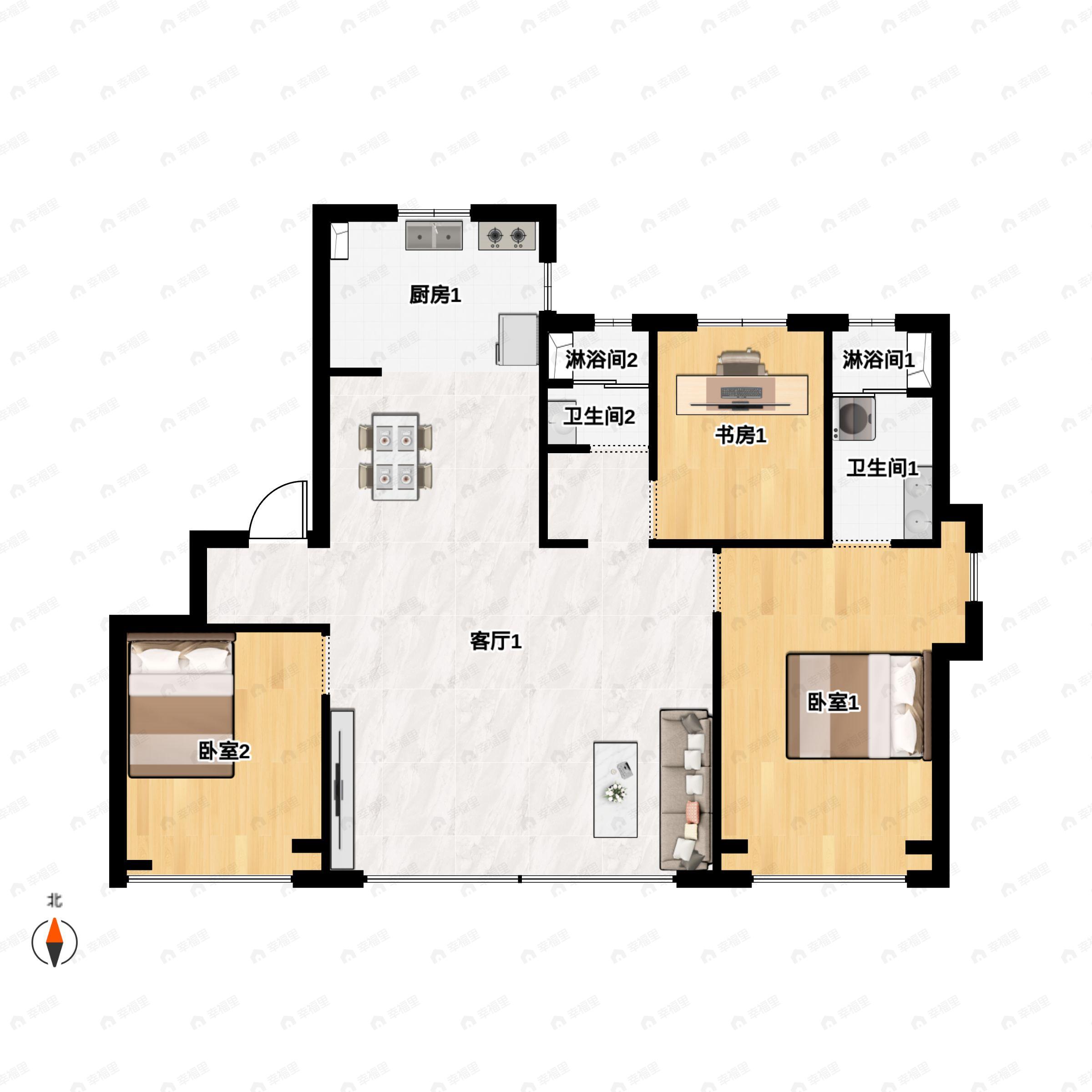 3室2厅2卫建面143平户型图