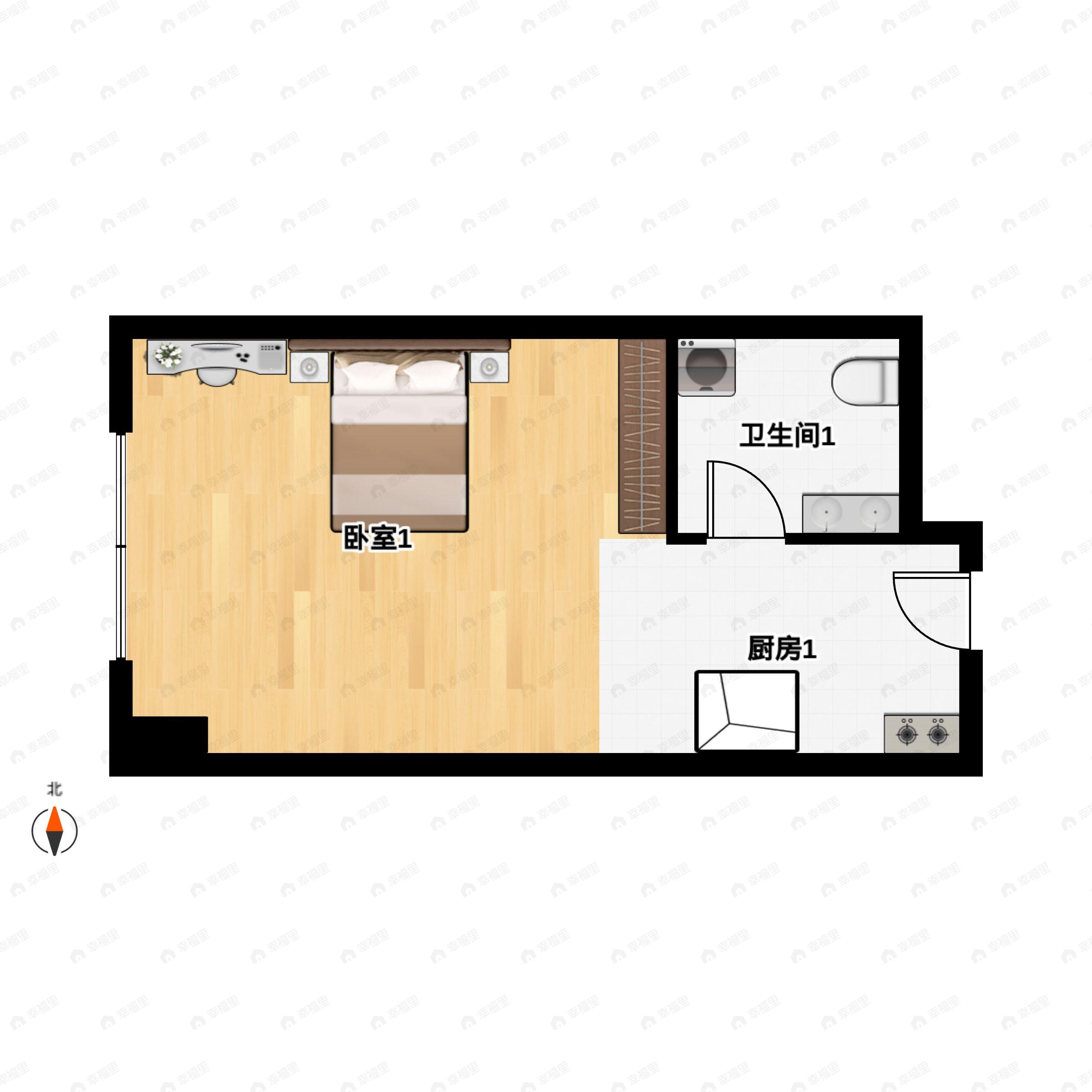 1室1厅1卫建面33平户型图