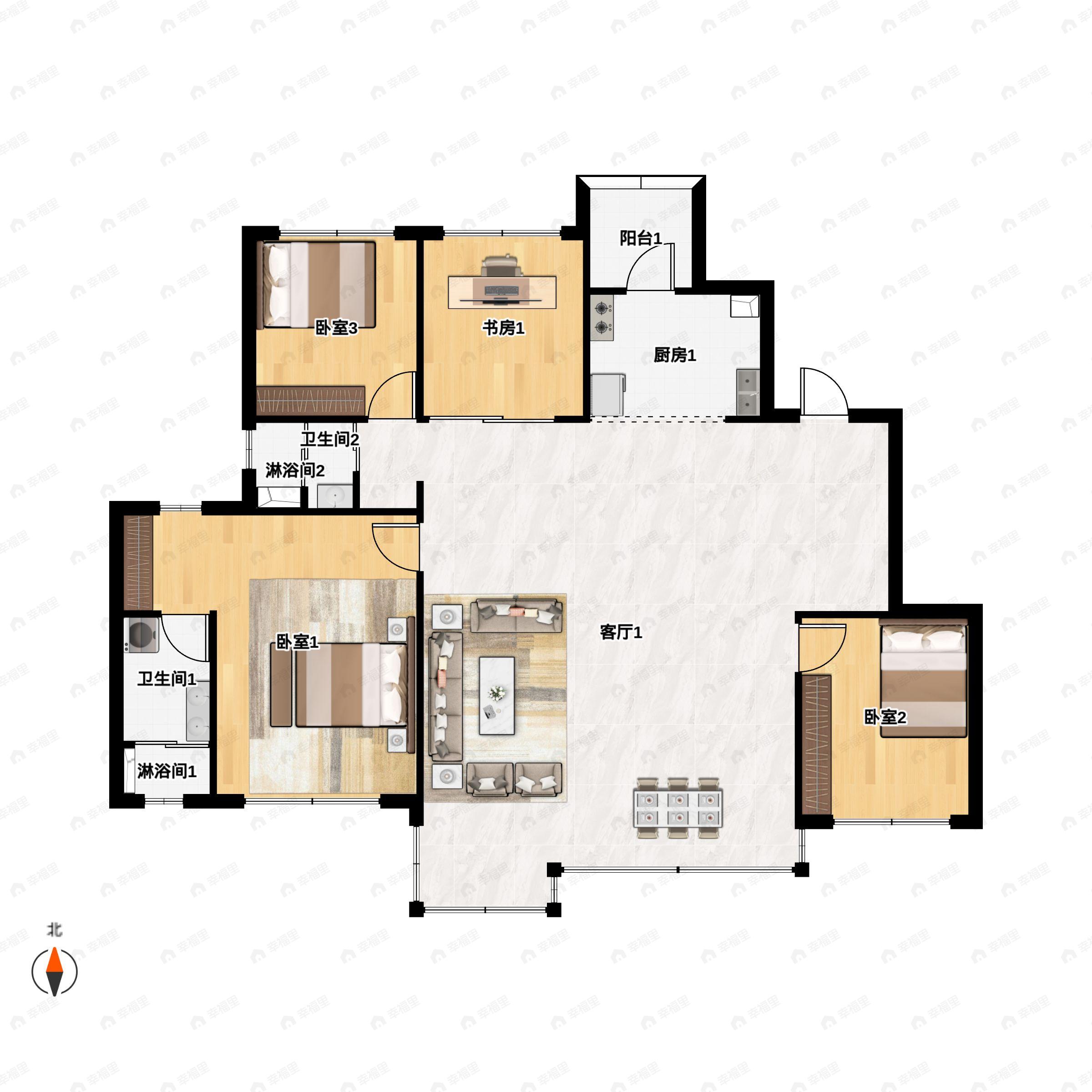 4室2厅2卫建面143平户型图