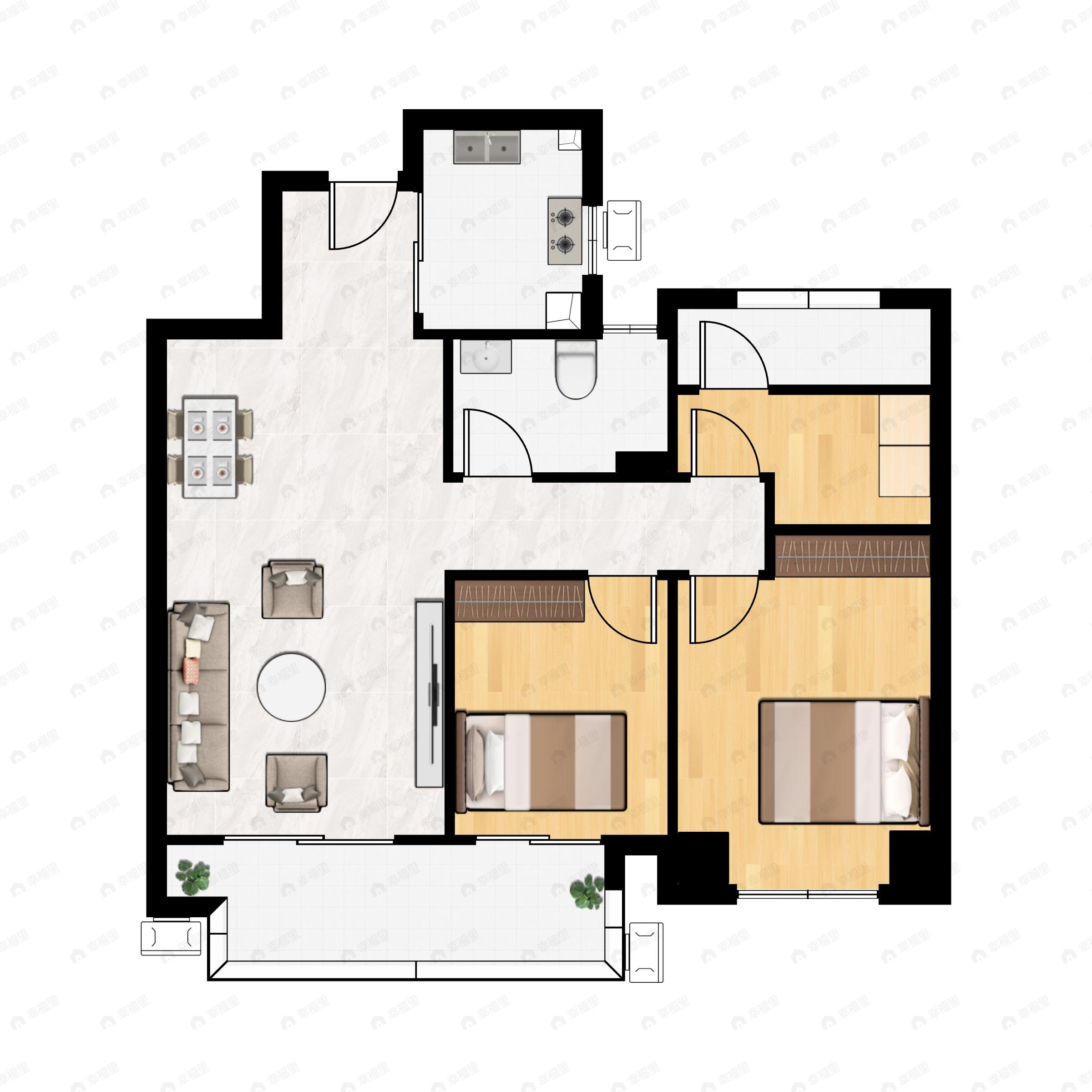 3室2厅1卫建面98平户型图