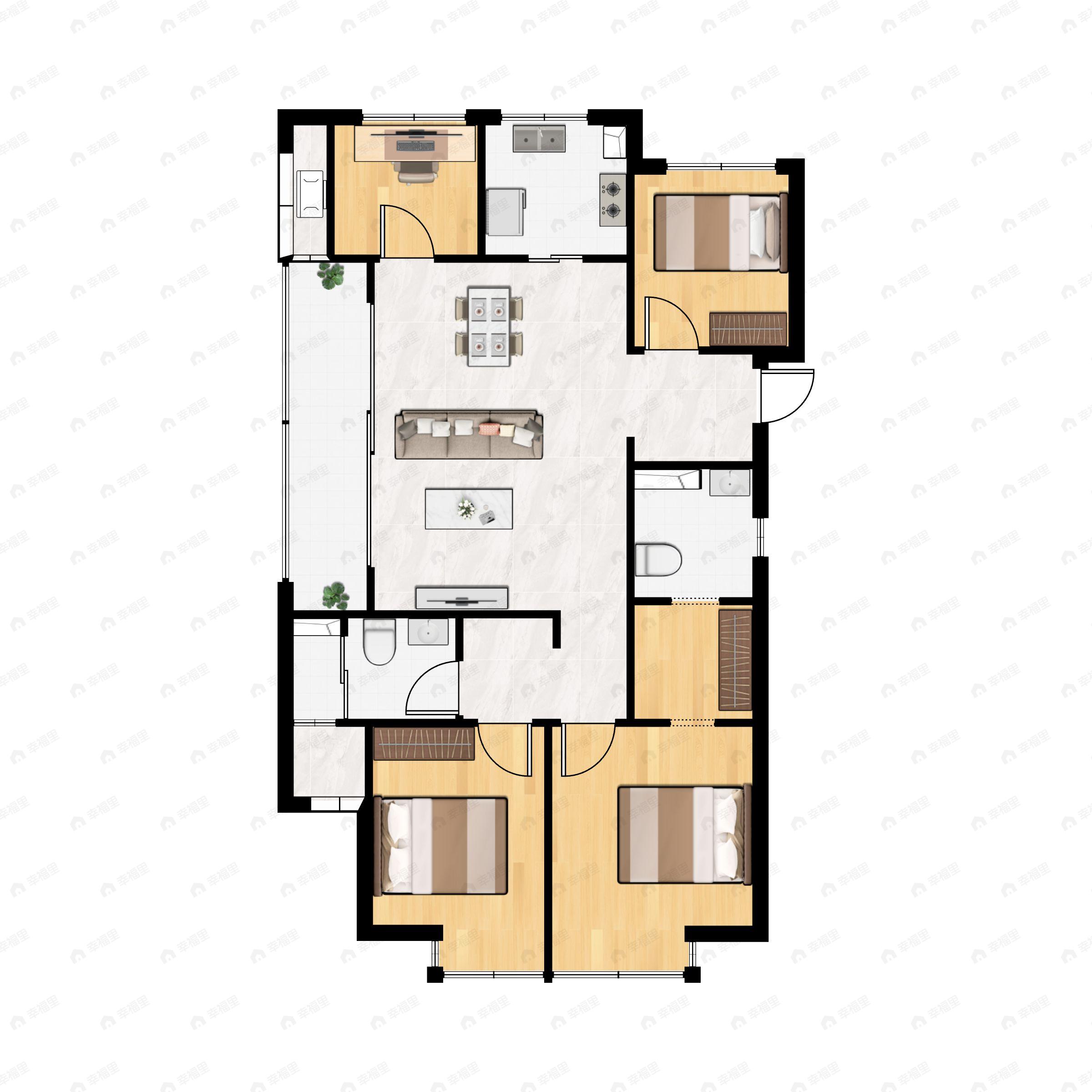 滨江金地万家风华4室2厅2卫户型图