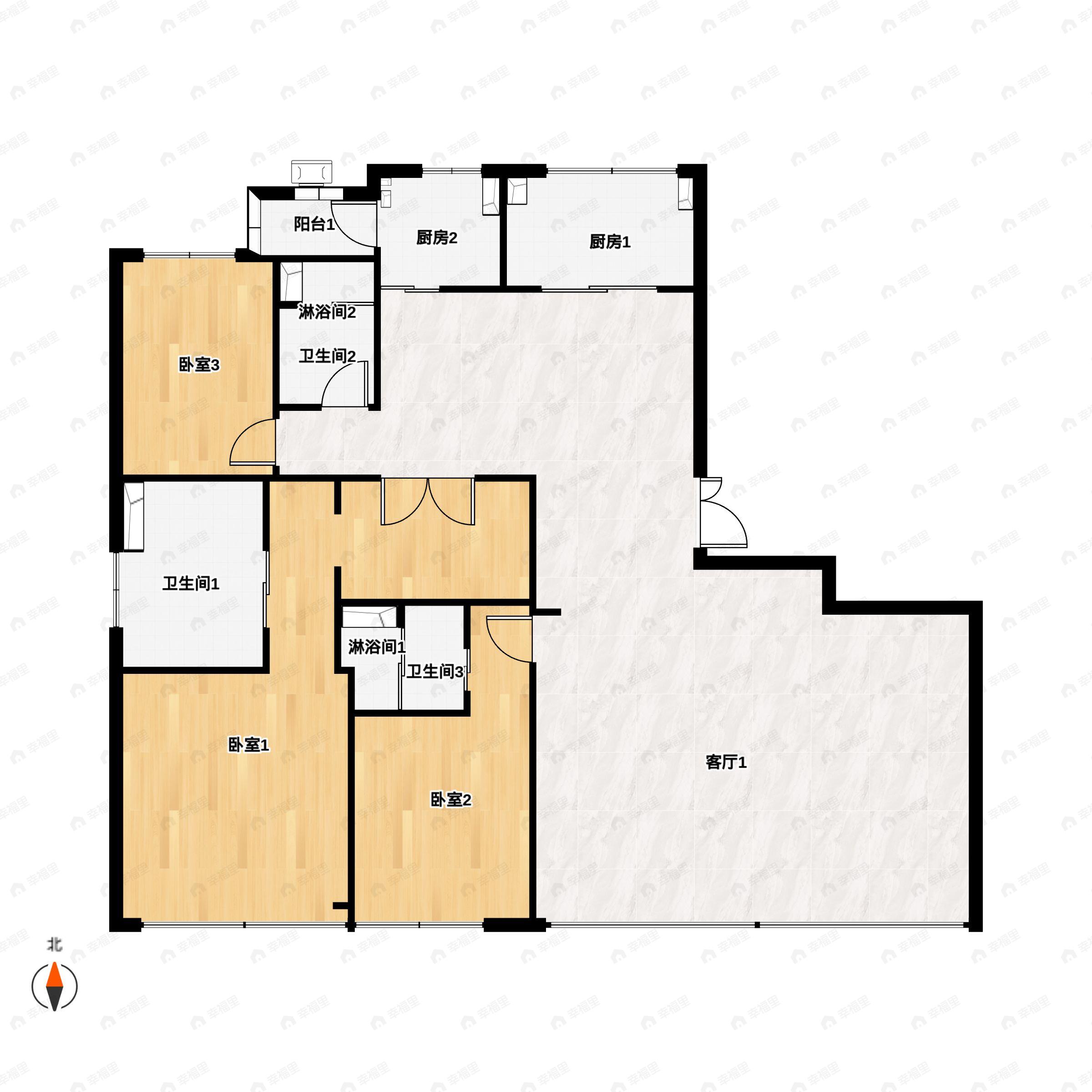 荣民壹号3室2厅3卫户型图