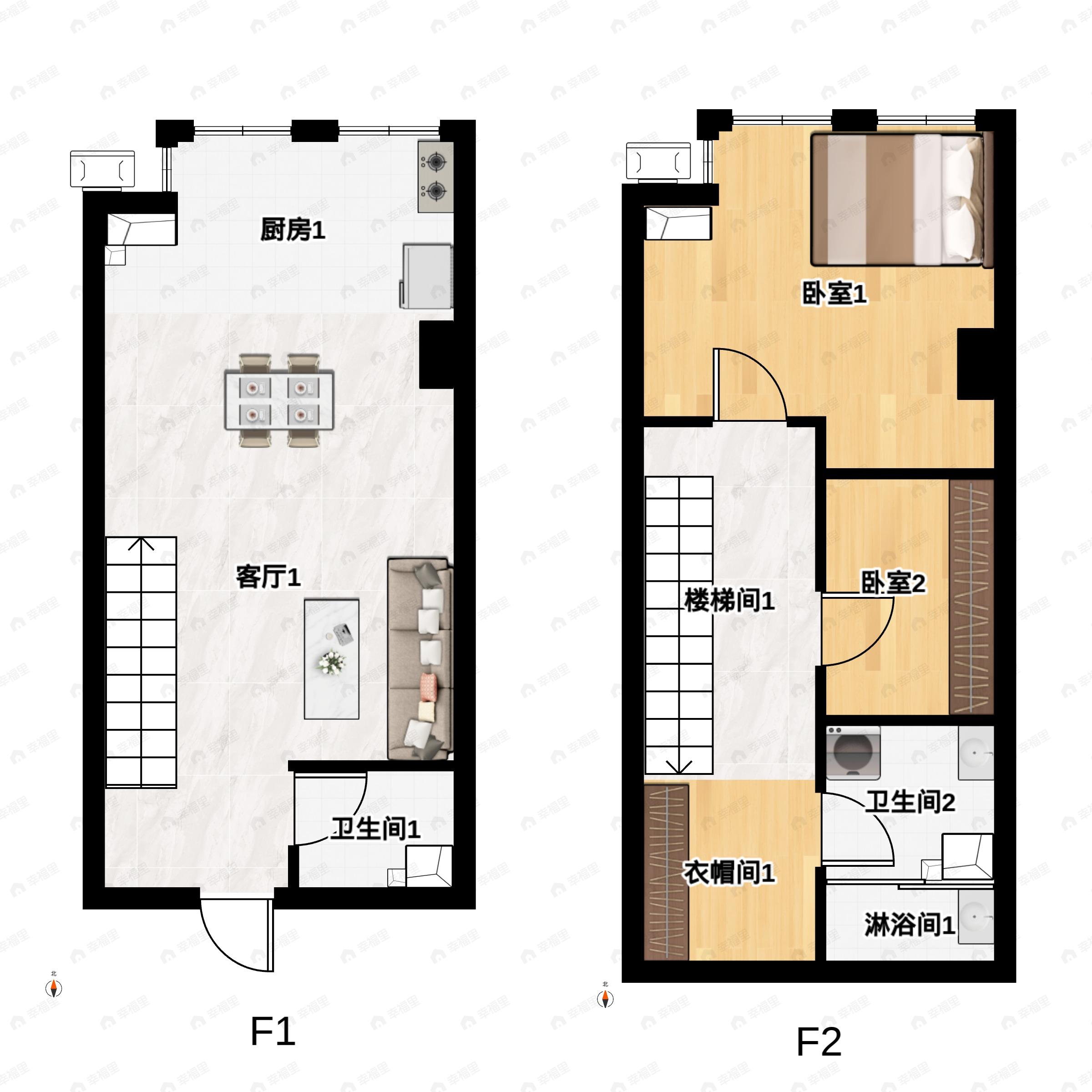 恒天智系2室2厅2卫户型图