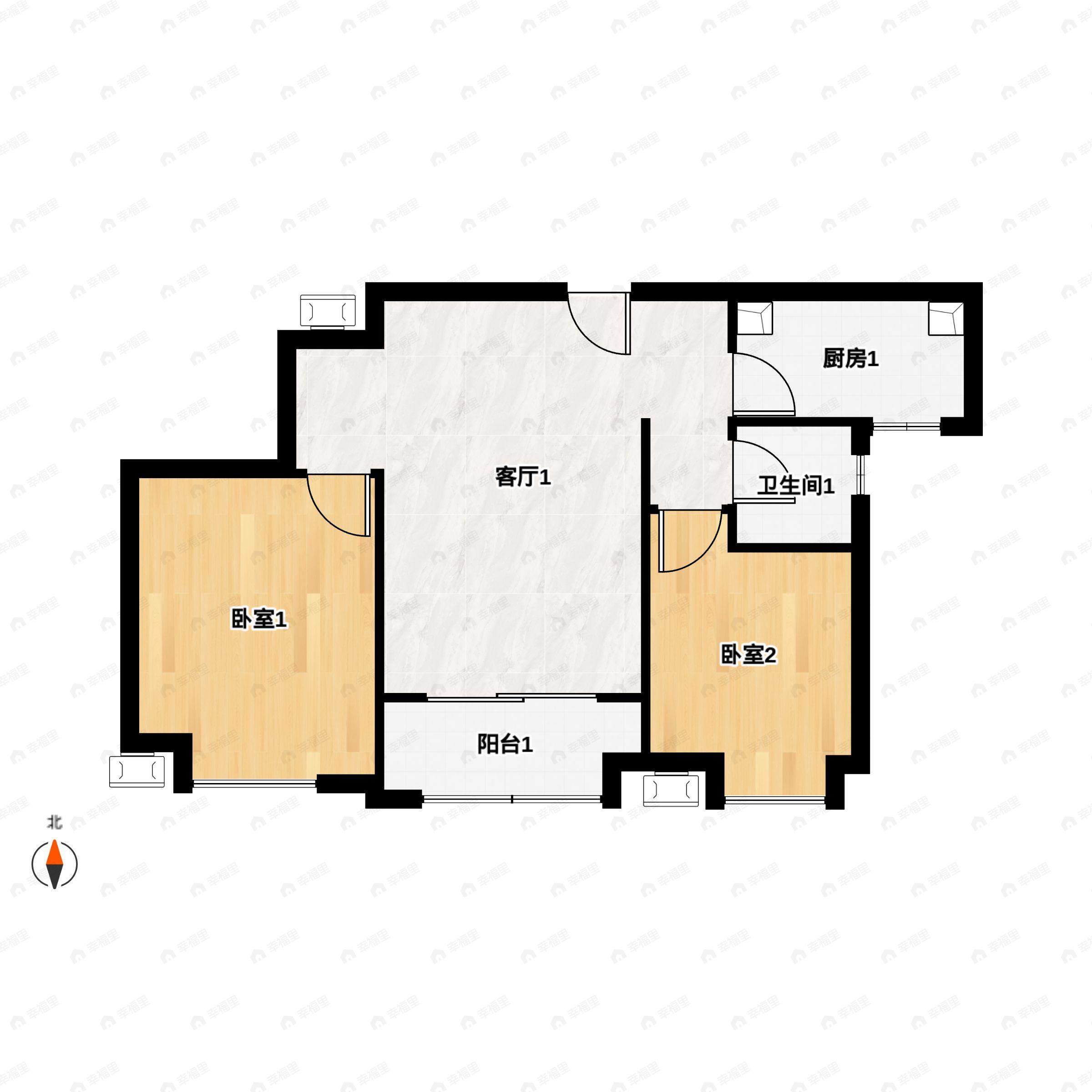 2室2厅1卫建面89平户型图