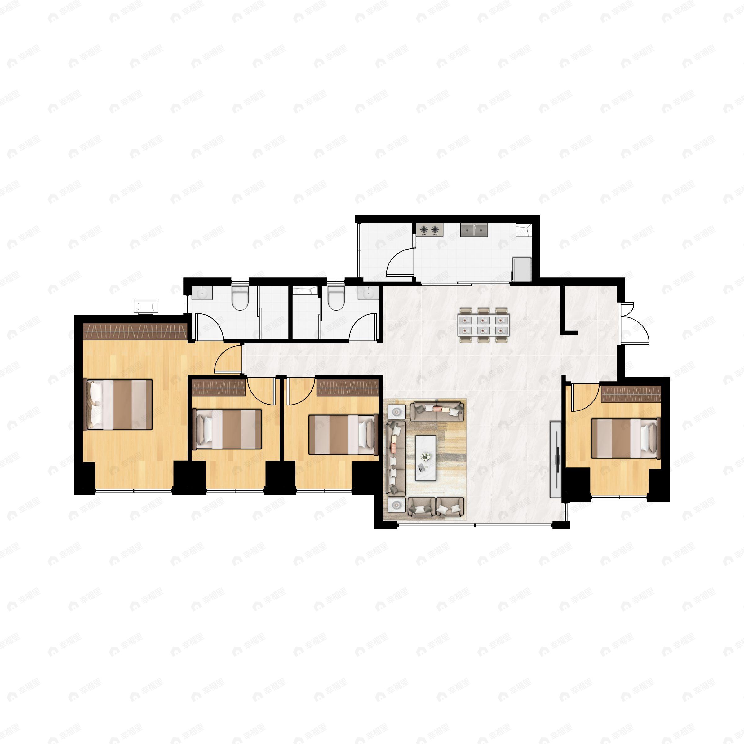 4室2厅2卫建面125平户型图