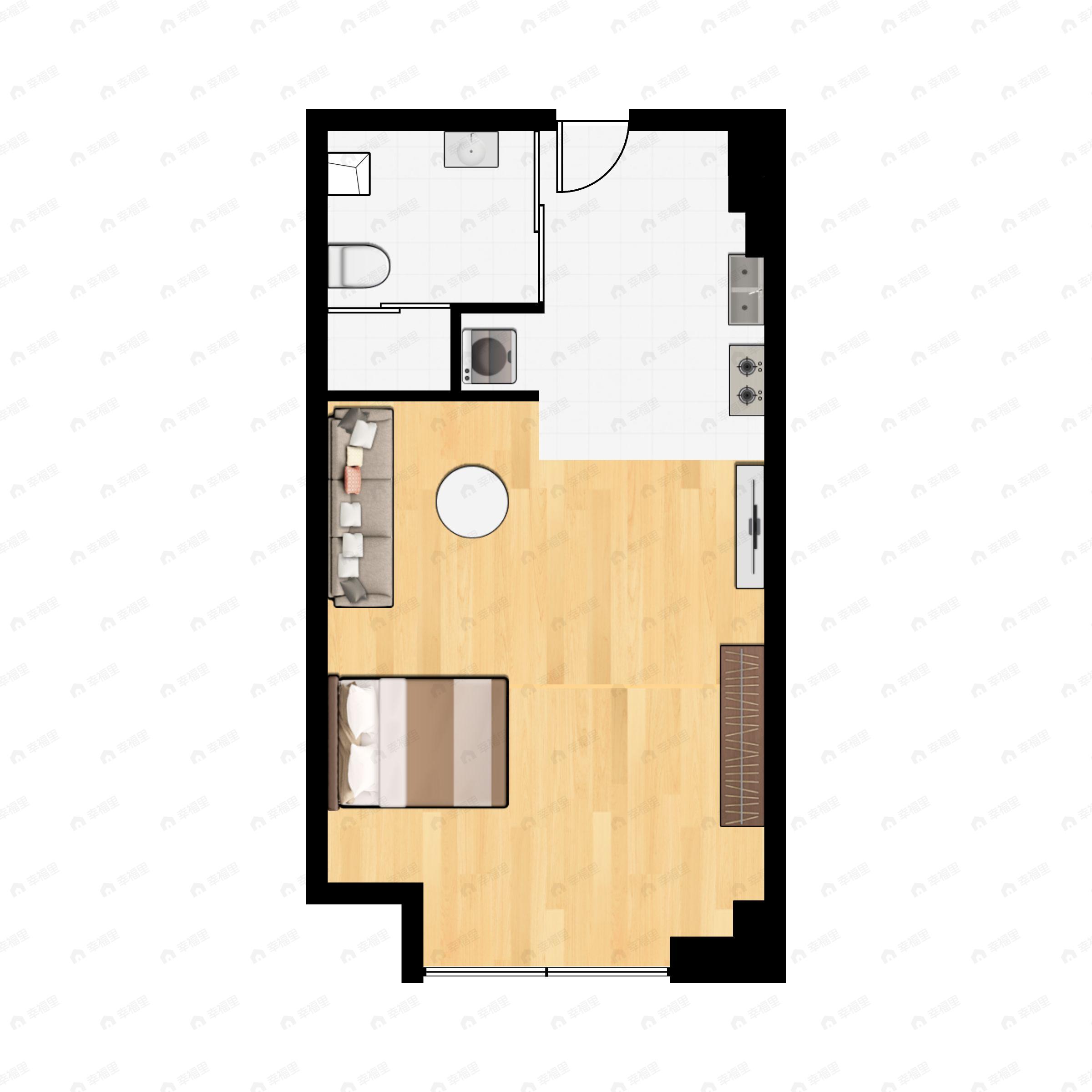 1室1厅1卫建面35平户型图