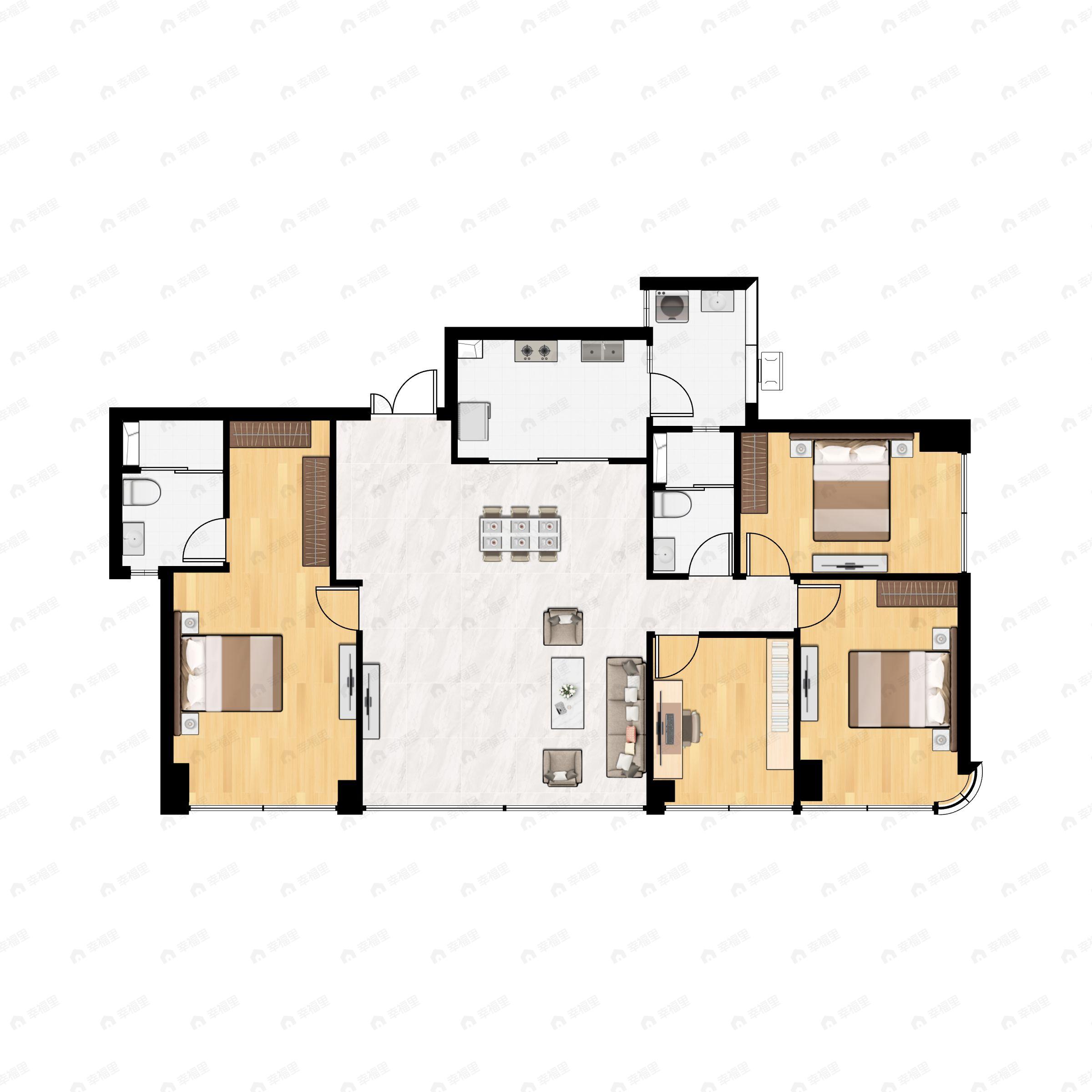 4室2厅2卫建面139平南户型图