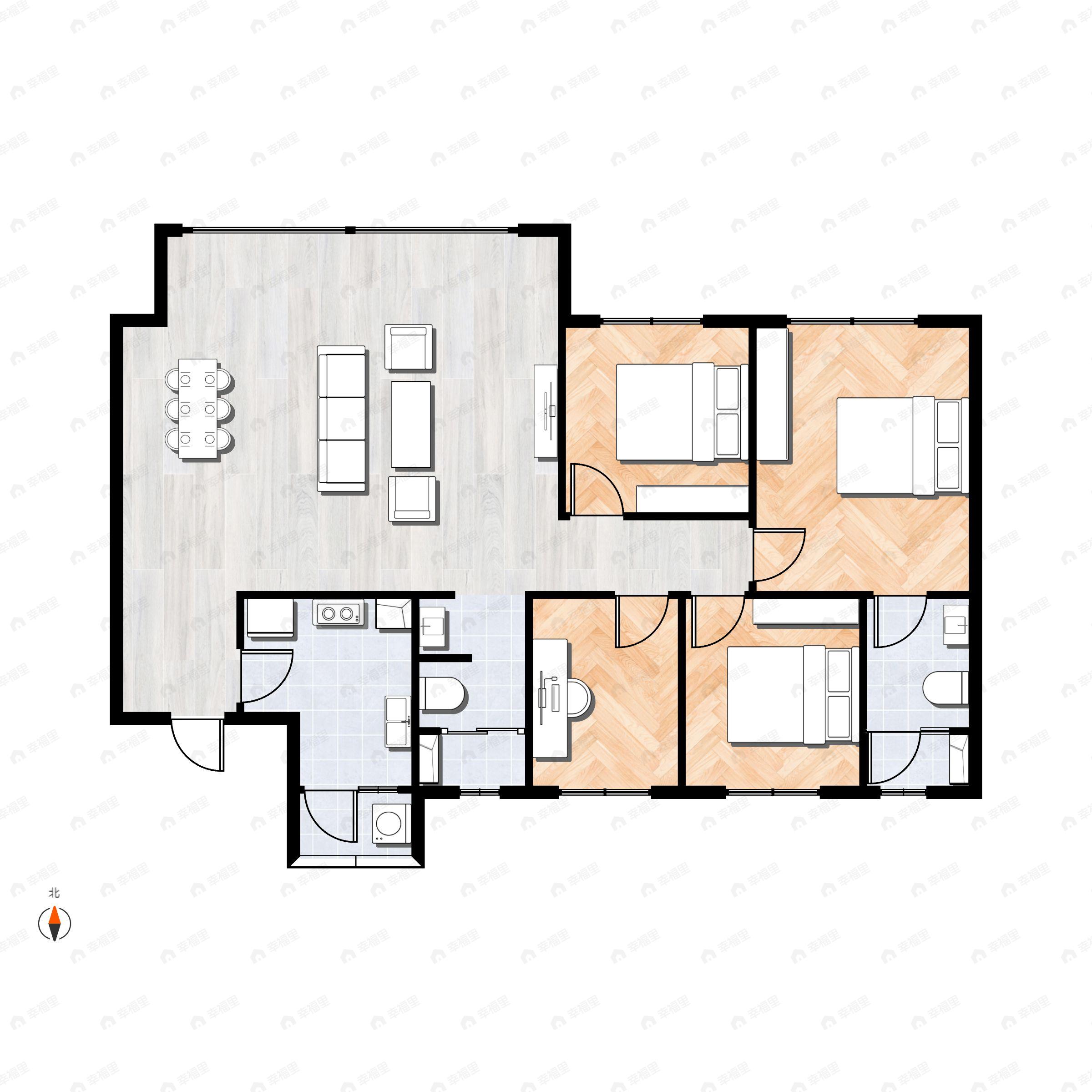 4室2厅2卫建面120平户型图