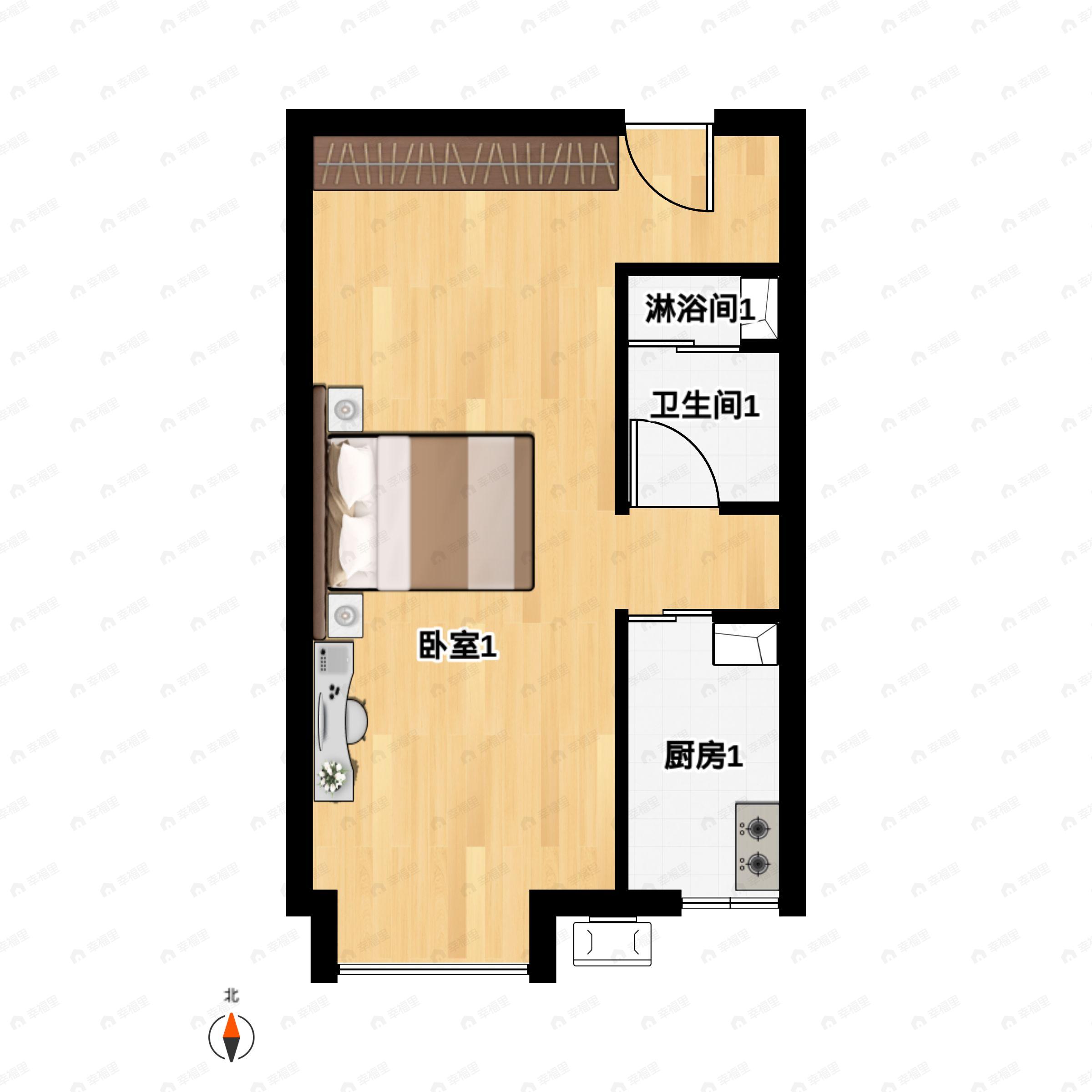 1室1厅1卫建面42平户型图