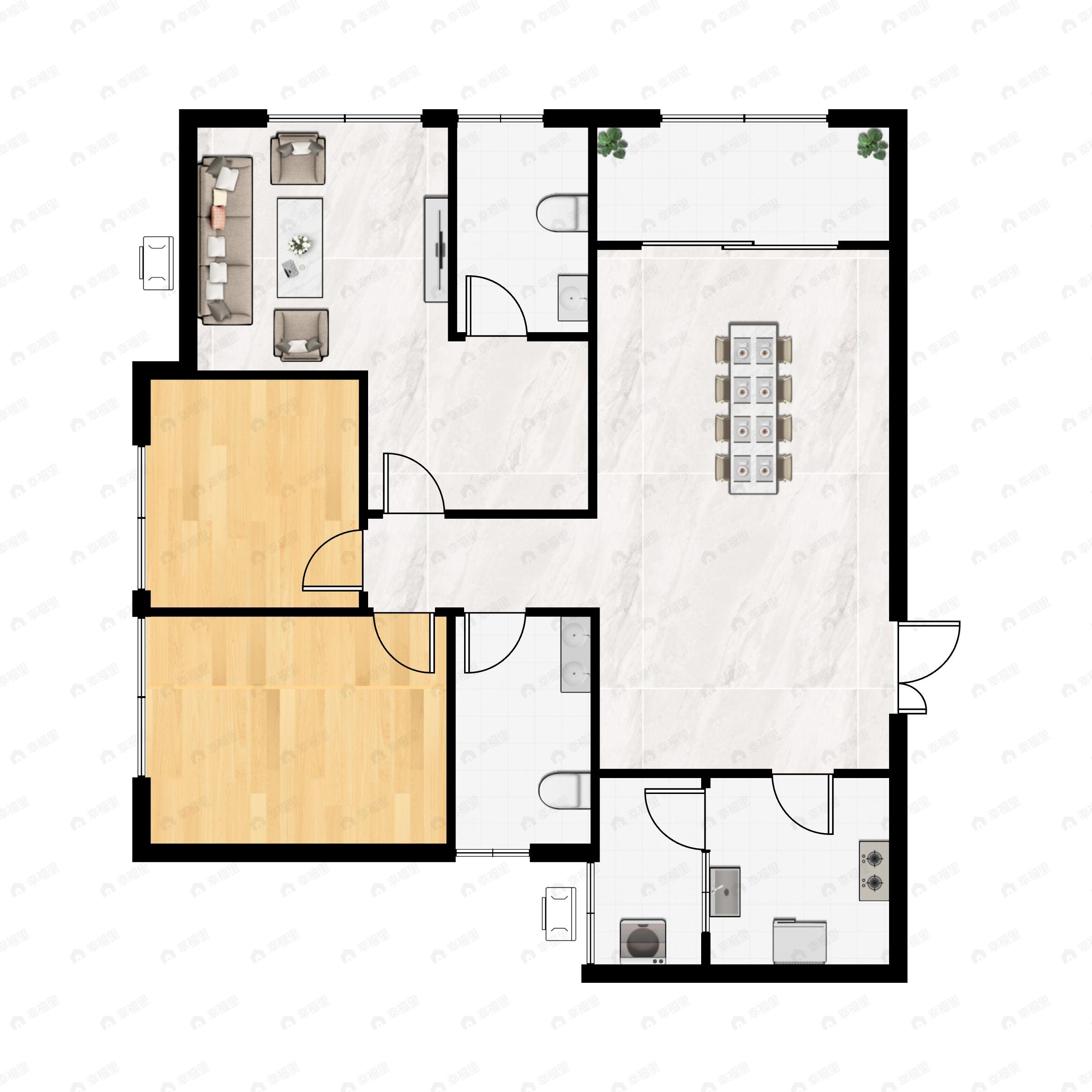 3室2厅2卫建面117平户型图