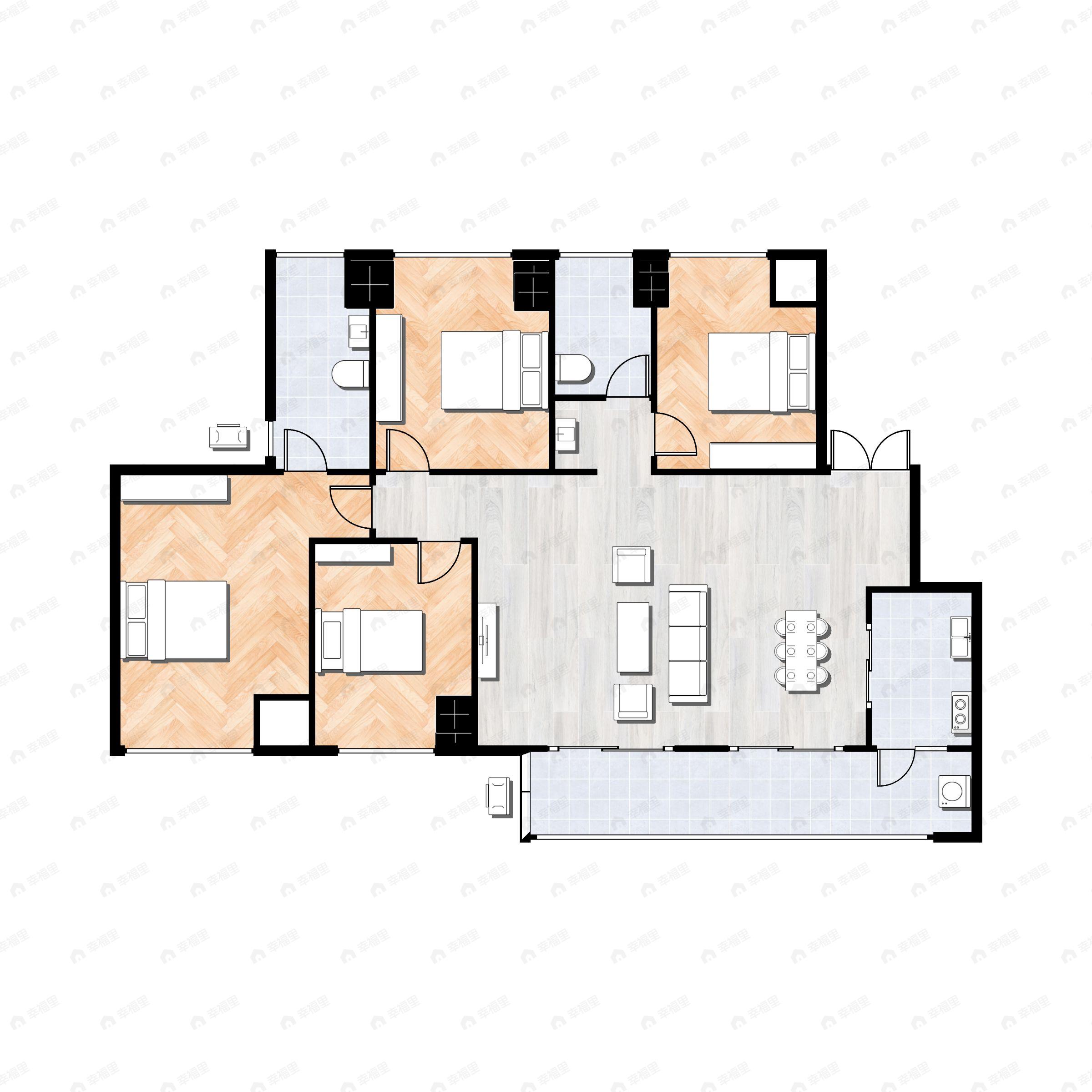 4室2厅2卫建面110平北|南户型图