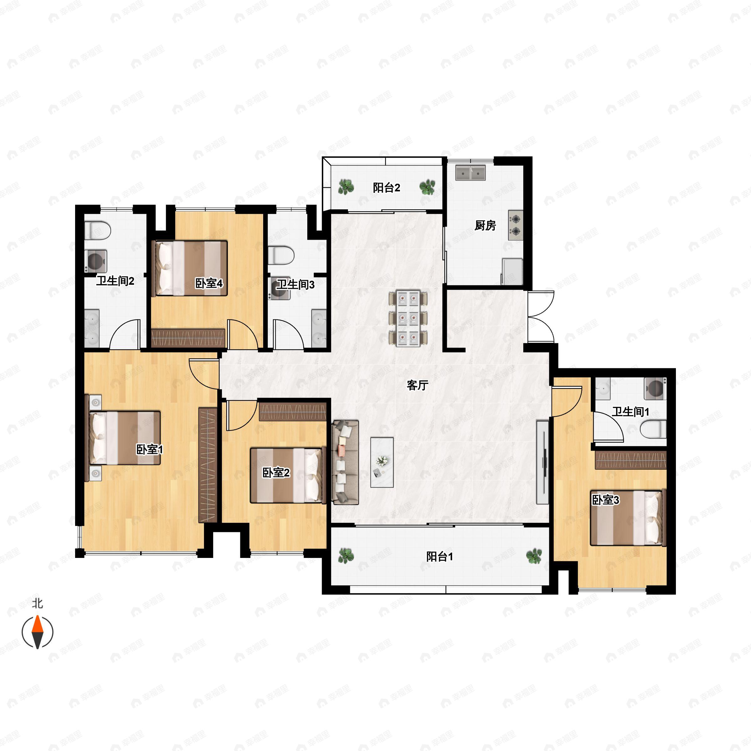 华发中央首府4室2厅3卫户型图